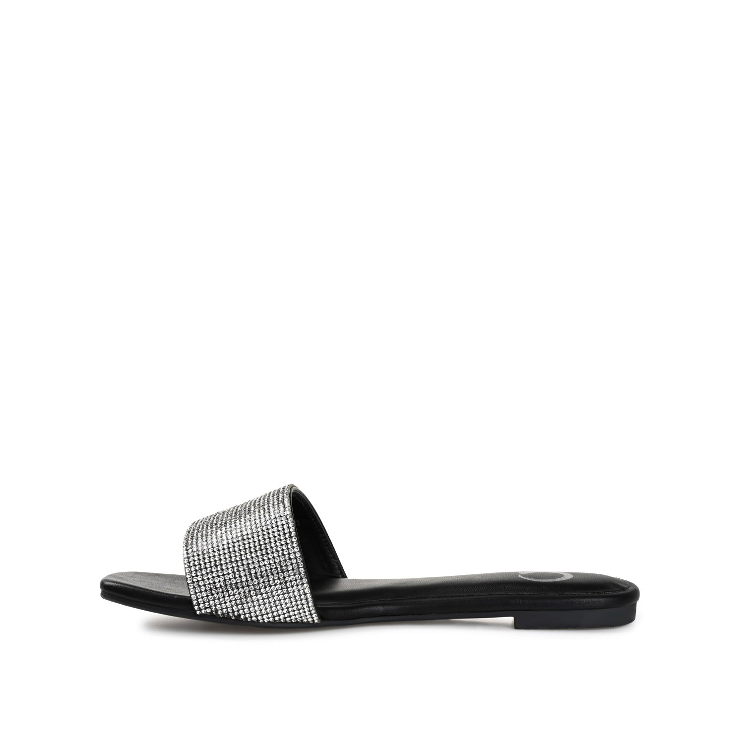 GRAYCE SLIDE SANDALS IN GLITTER MATERIAL - Black
