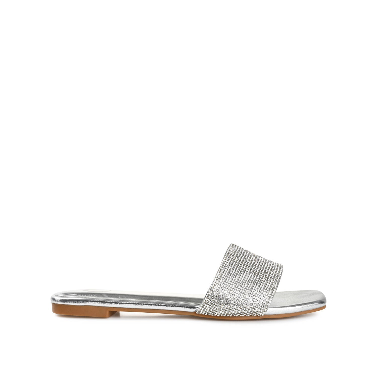 GRAYCE SLIDE SANDALS IN GLITTER MATERIAL - Silver