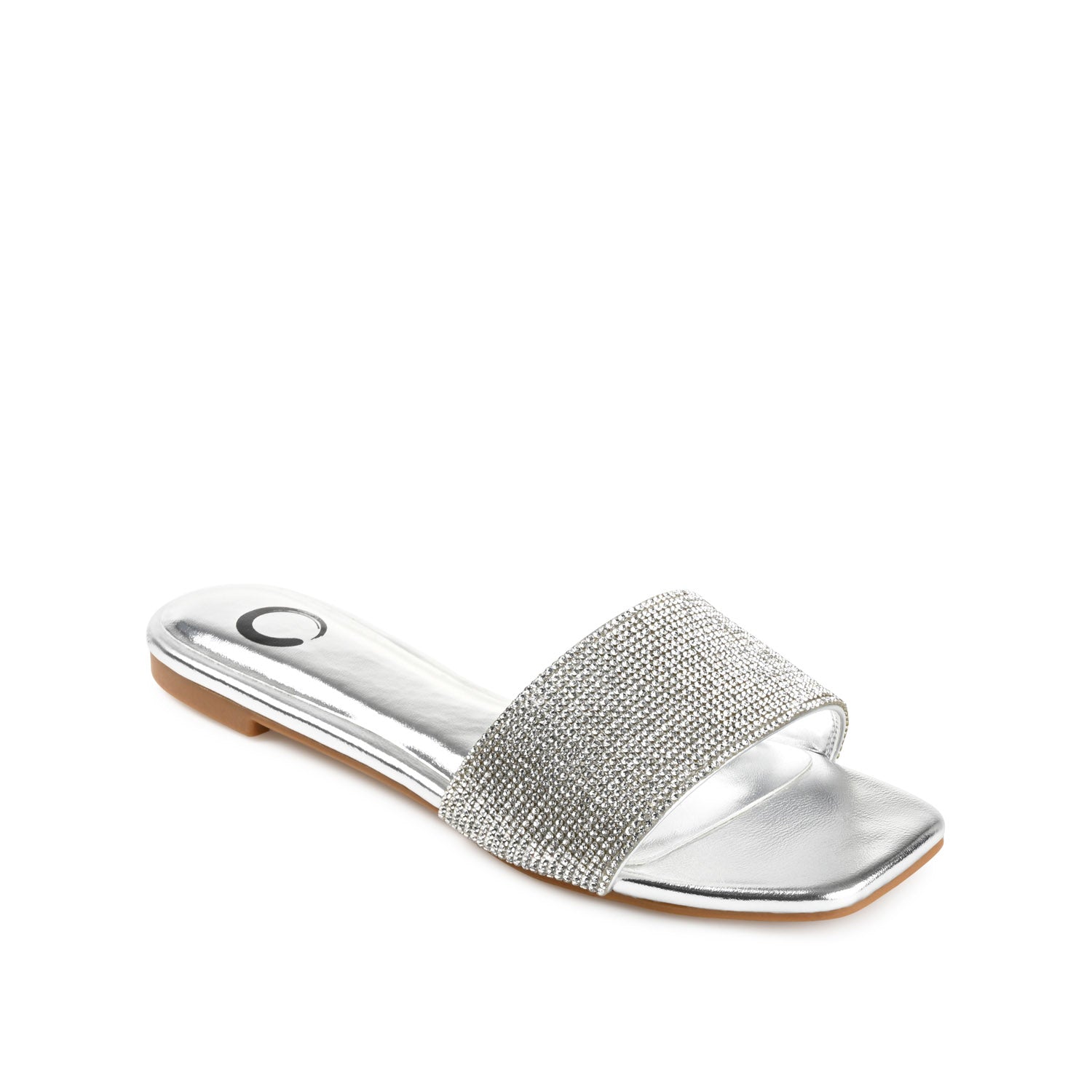 GRAYCE SLIDE SANDALS IN GLITTER MATERIAL - Silver