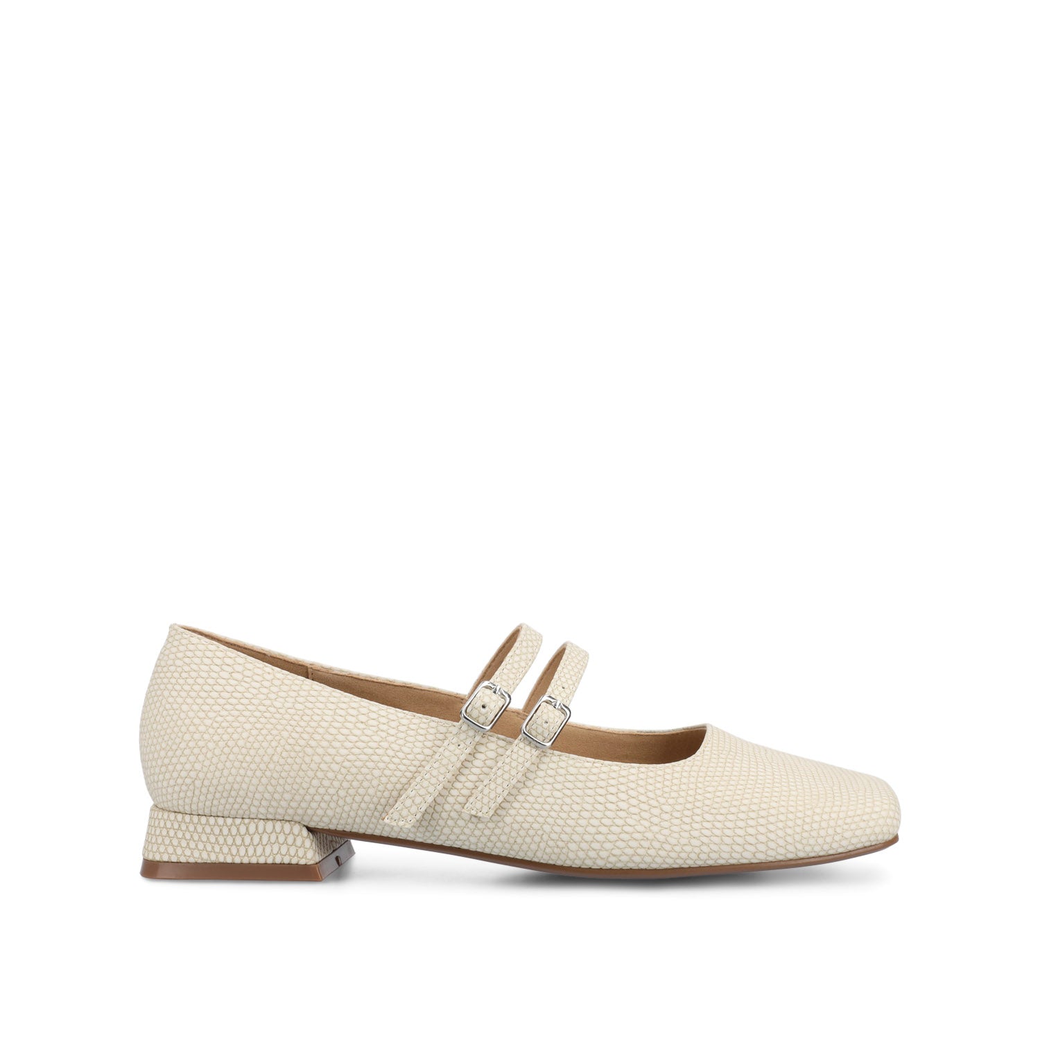 GREDAH MARY JANE DRESS FLATS IN WIDE - Bone Lizard