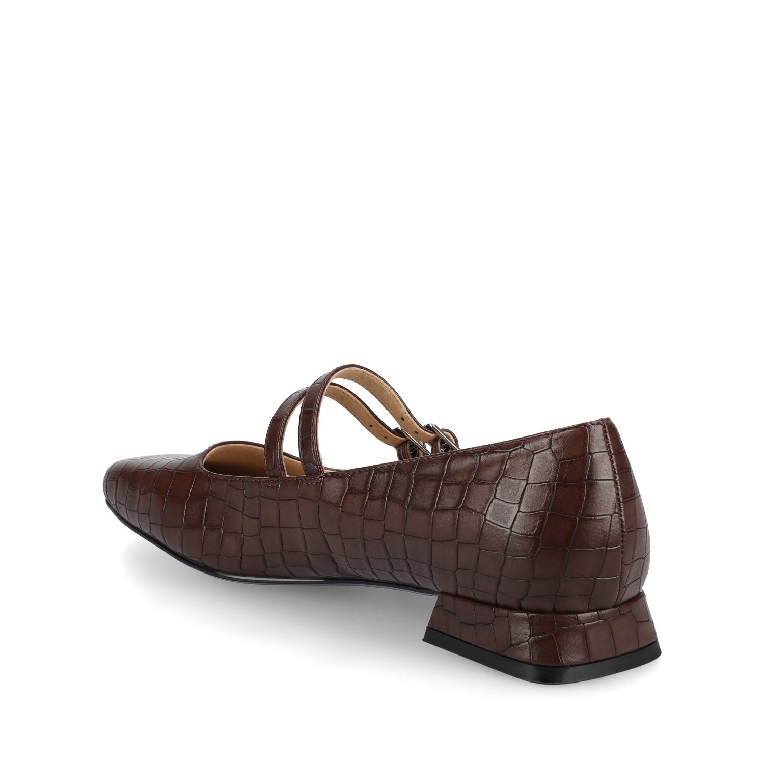 GREDAH MARY JANE DRESS FLATS IN WIDE - Brown Croco