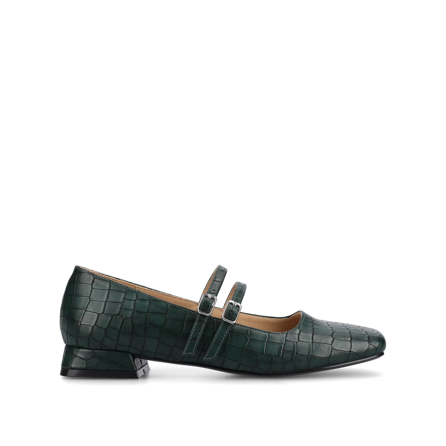 GREDAH MARY JANE FLATS IN VEGAN LEATHER - Green Croco GREDAH MARY JANE FLATS IN VEGAN LEATHER - Green Croco