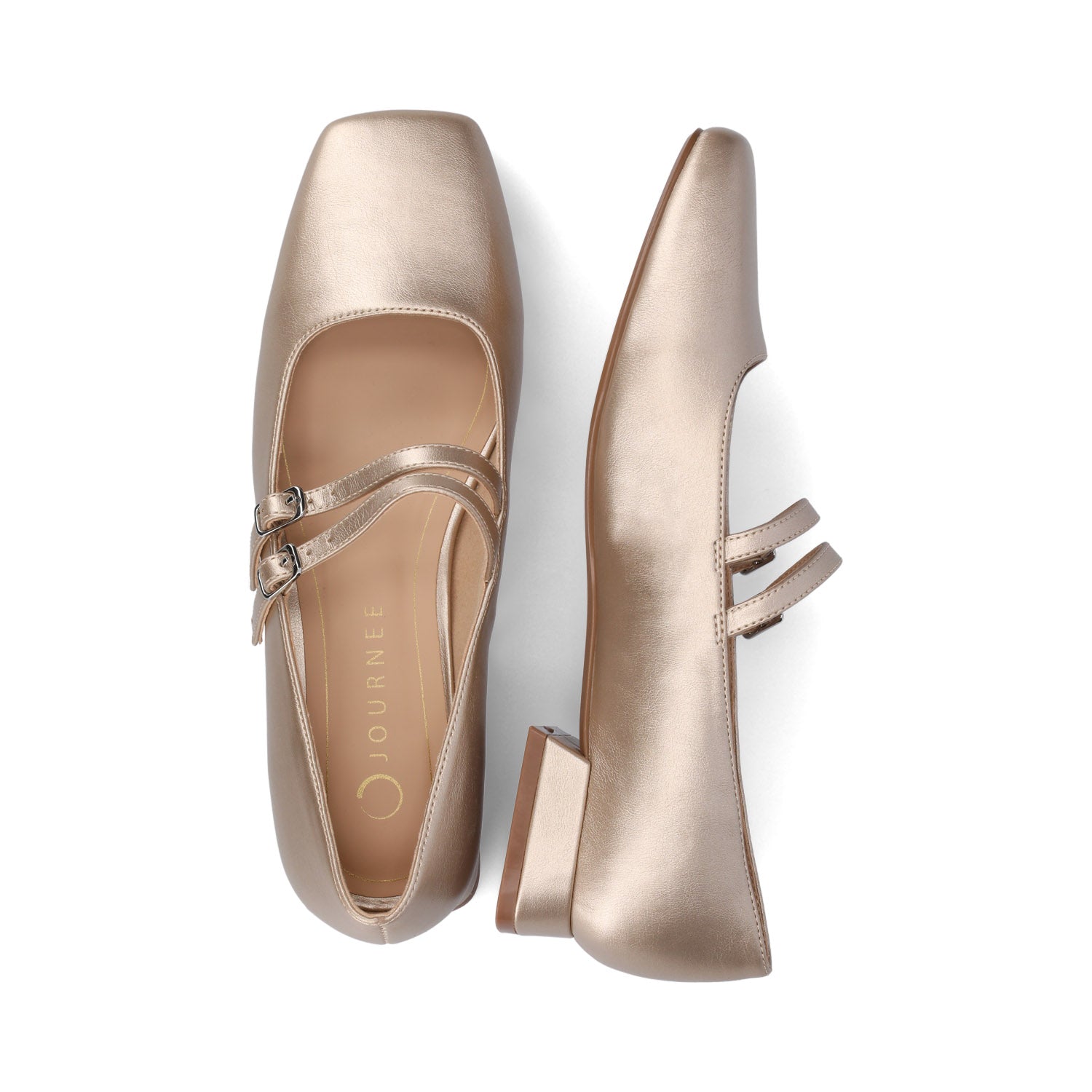 GREDAH MARY JANE FLATS IN VEGAN LEATHER - Champagne PU