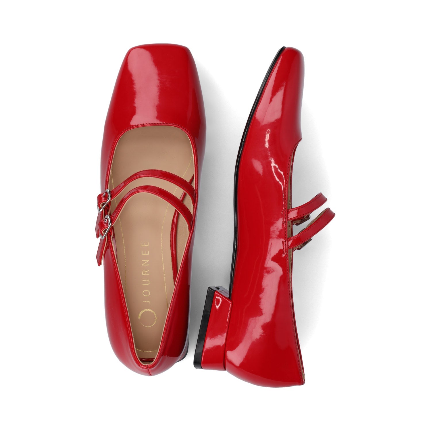 GREDAH MARY JANE FLATS IN VEGAN LEATHER - Red Patent
