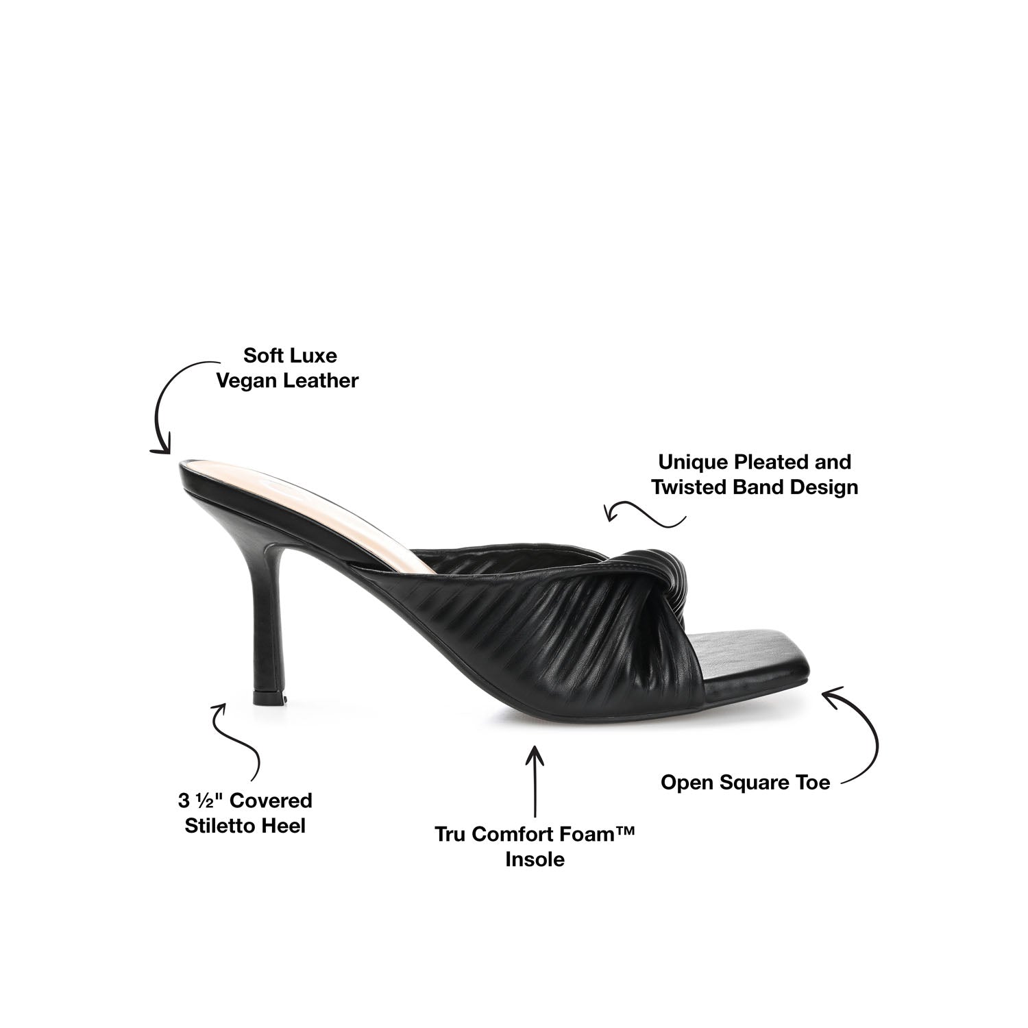 GREER MULE HEELS IN VEGAN LEATHER - Black