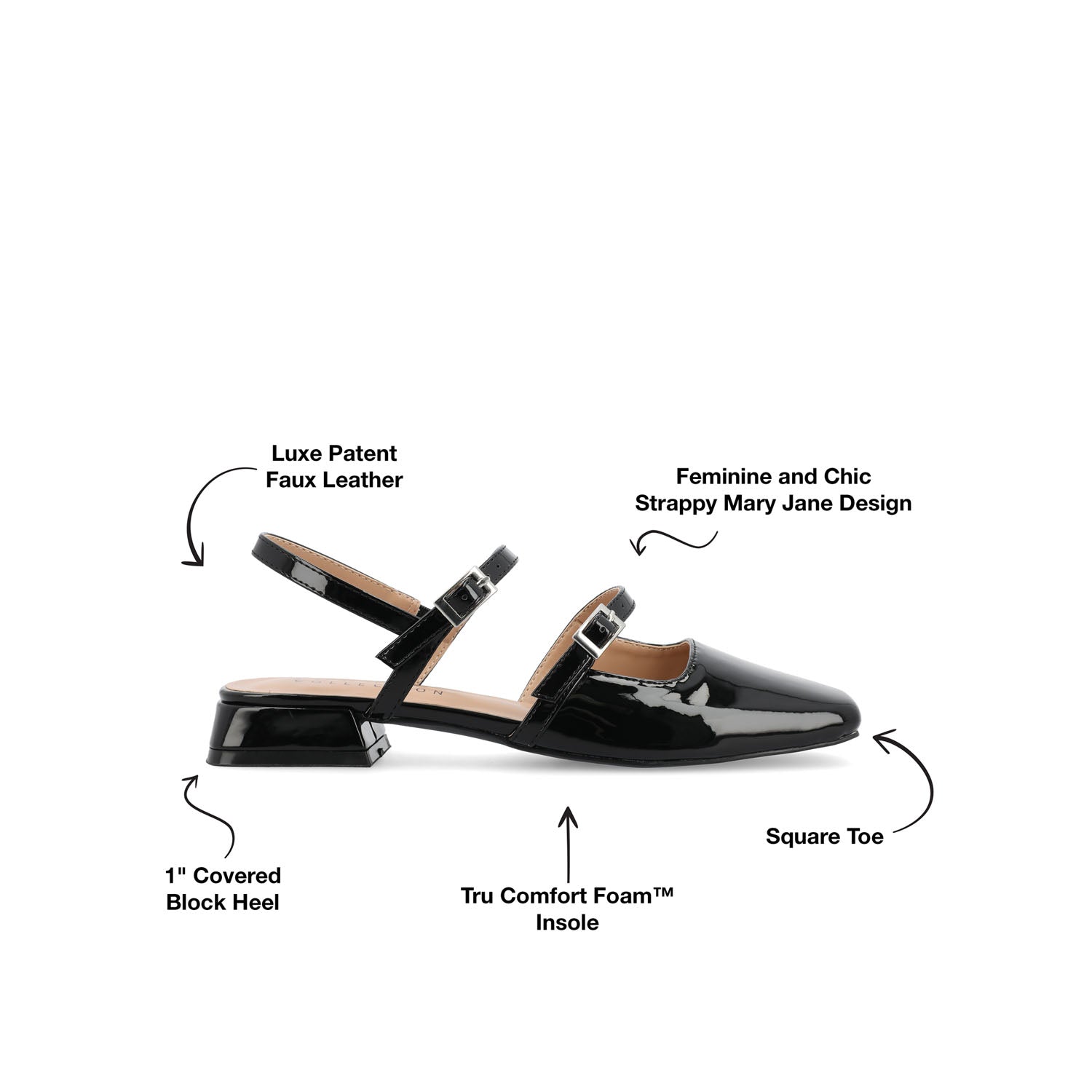 GRETCHENN HEELED FLATS IN PATENT