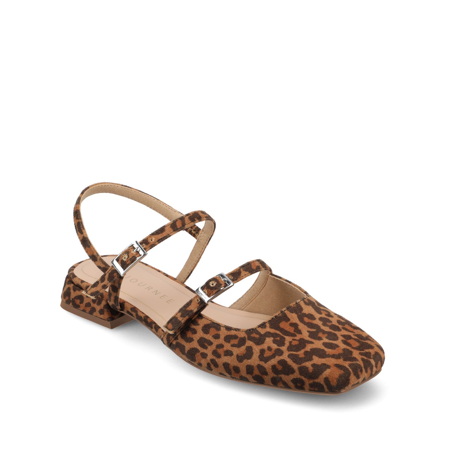 GRETCHENN HEELED FLATS IN VEGAN LEATHER IN WIDE - Leopard/Camel