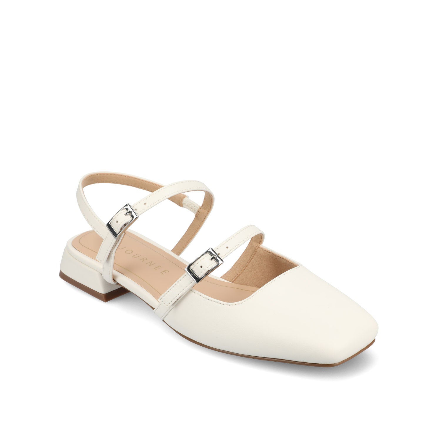 GRETCHENN HEELED FLATS IN VEGAN LEATHER - White PU