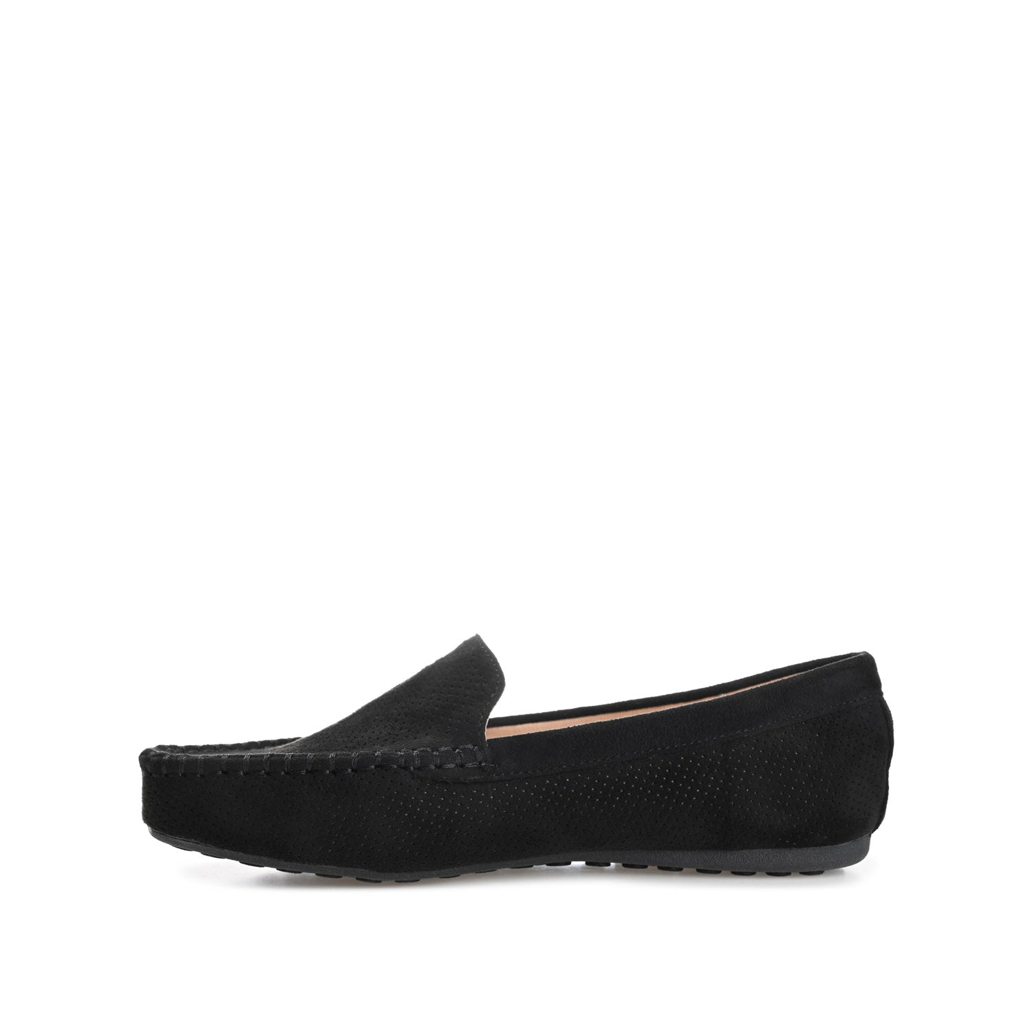 HALSEY MOC TOE LOAFER FLATS IN FAUX SUEDE - Black