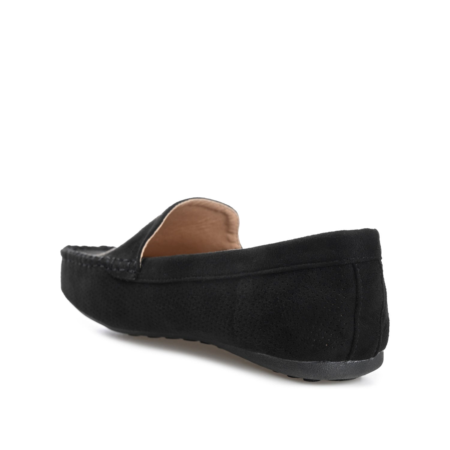 HALSEY MOC TOE LOAFER FLATS IN FAUX SUEDE - Black Suede