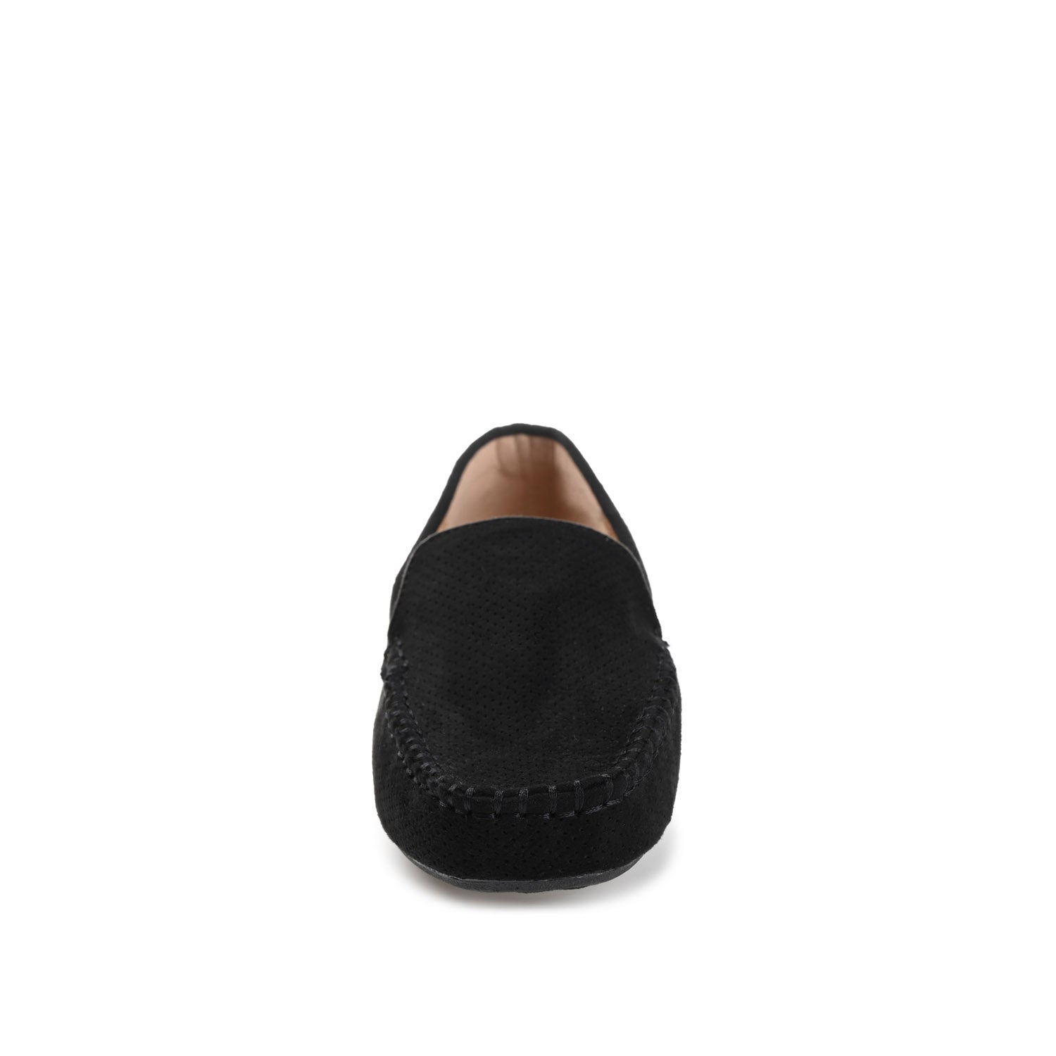 HALSEY MOC TOE LOAFER FLATS IN WIDE - Black Suede