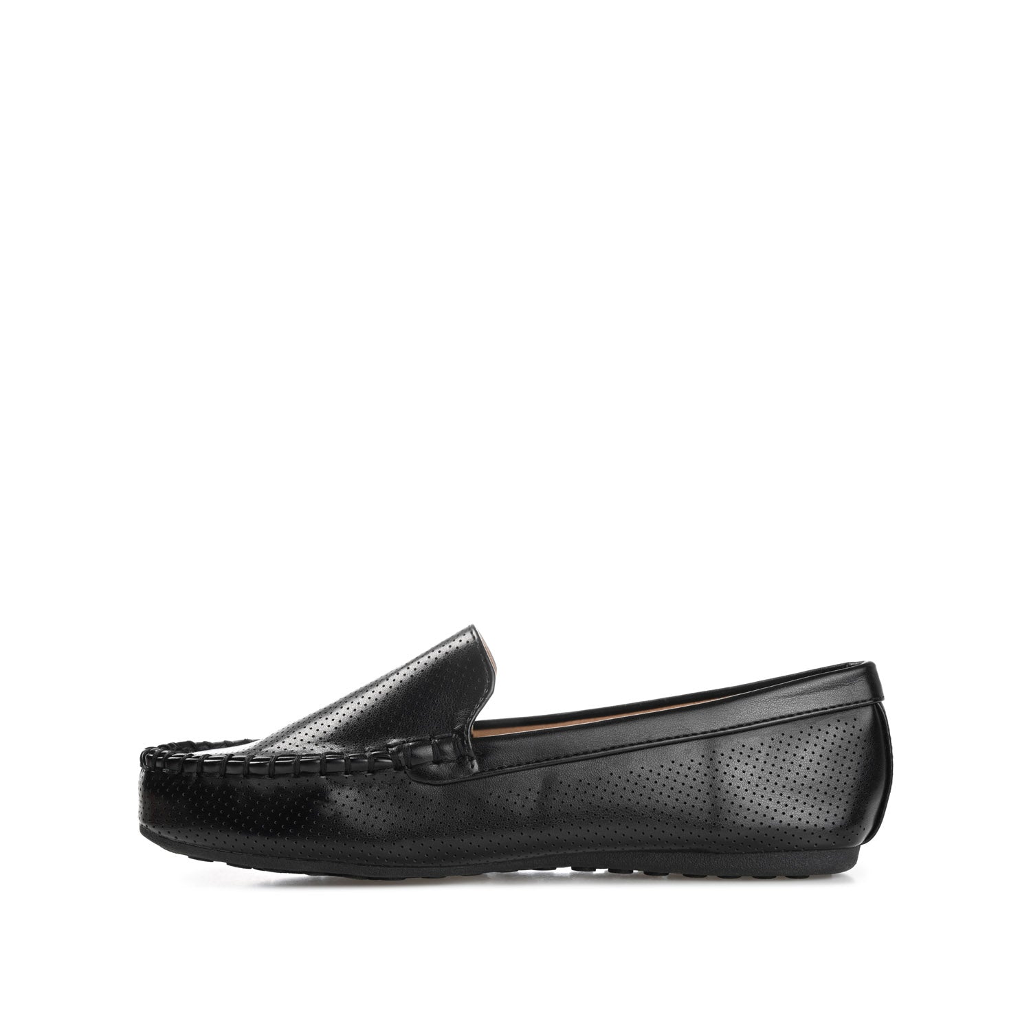 HALSEY MOC TOE LOAFER FLATS IN FAUX SUEDE - Black