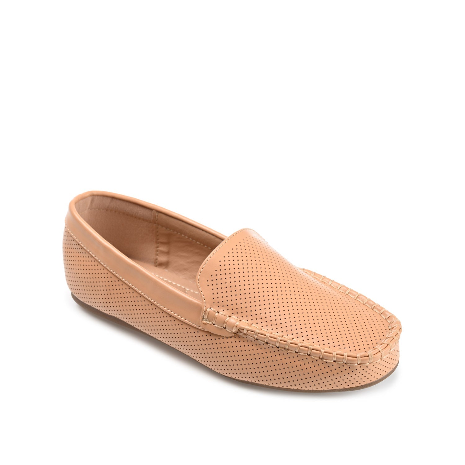 HALSEY MOC TOE LOAFER FLATS IN FAUX SUEDE - Cognac