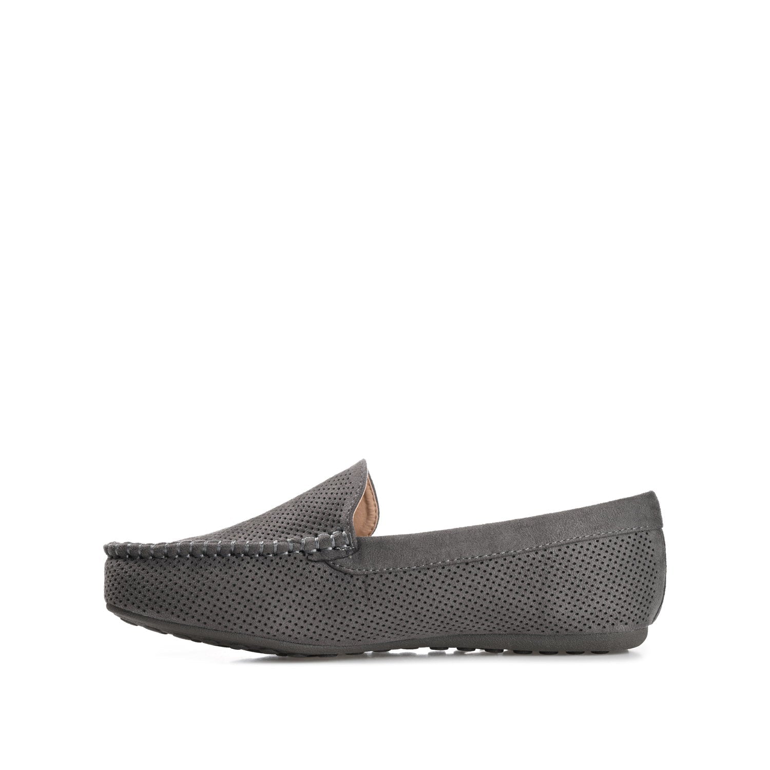 HALSEY MOC TOE LOAFER FLATS IN FAUX SUEDE - Grey