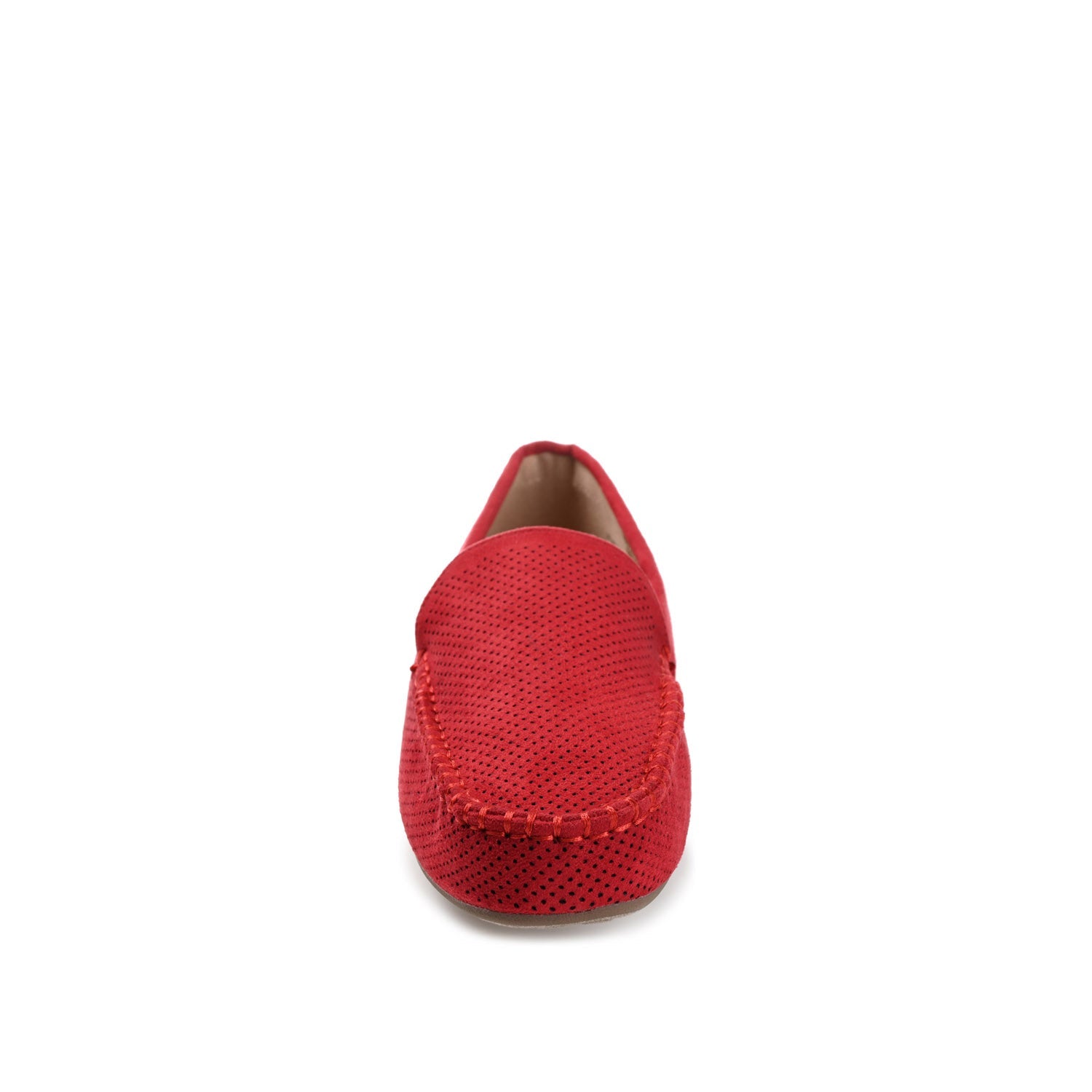 HALSEY MOC TOE LOAFER FLATS IN FAUX SUEDE - Red