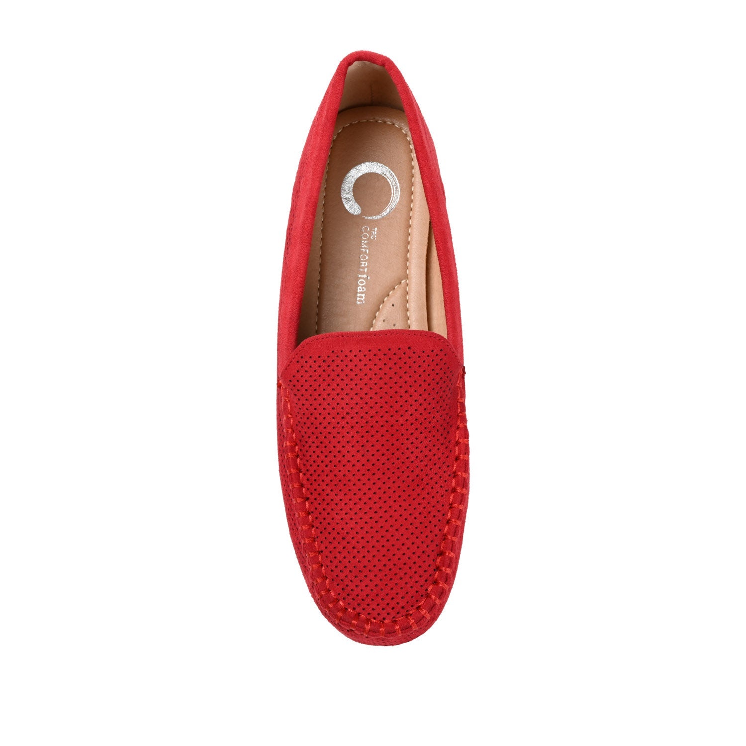HALSEY MOC TOE LOAFER FLATS IN FAUX SUEDE - Red
