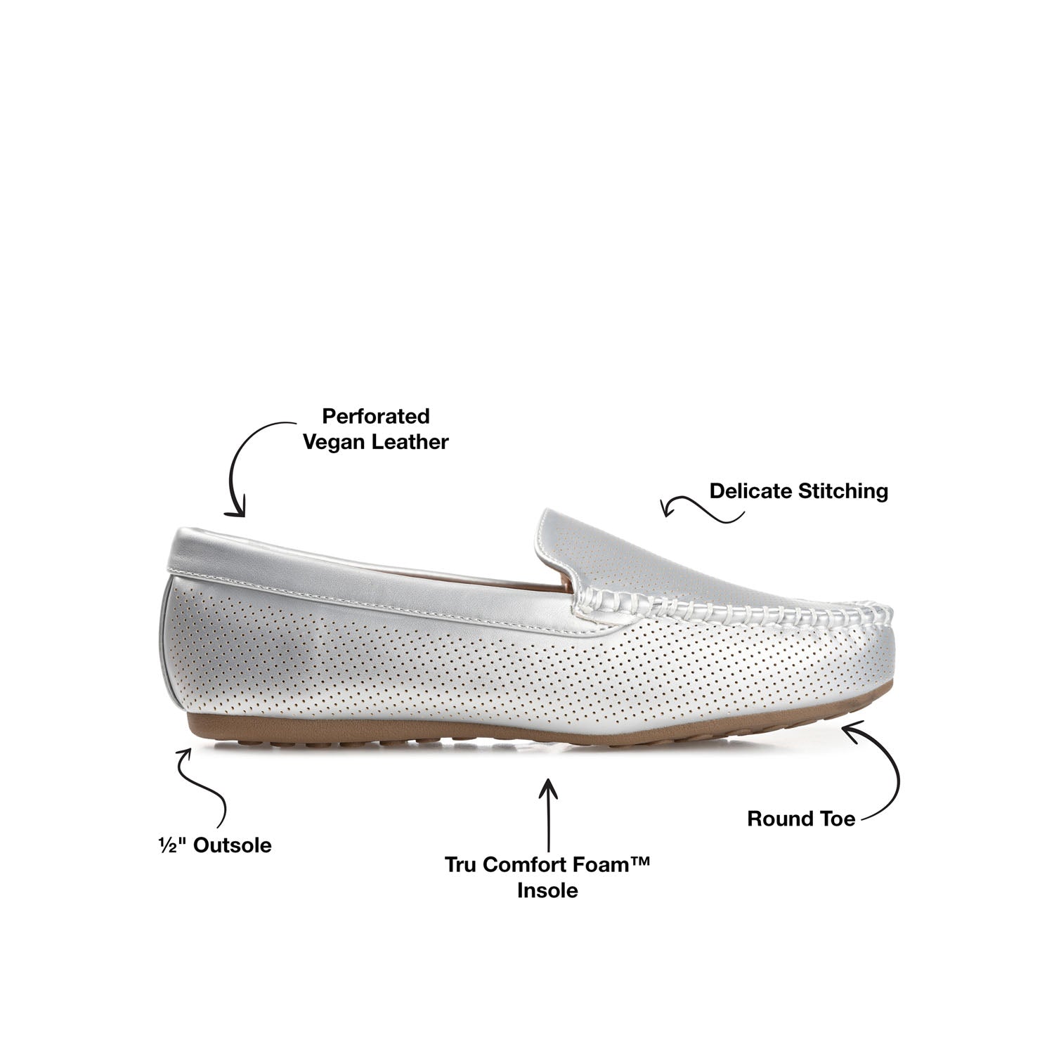 HALSEY MOC TOE LOAFER FLATS IN FAUX SUEDE - Silver