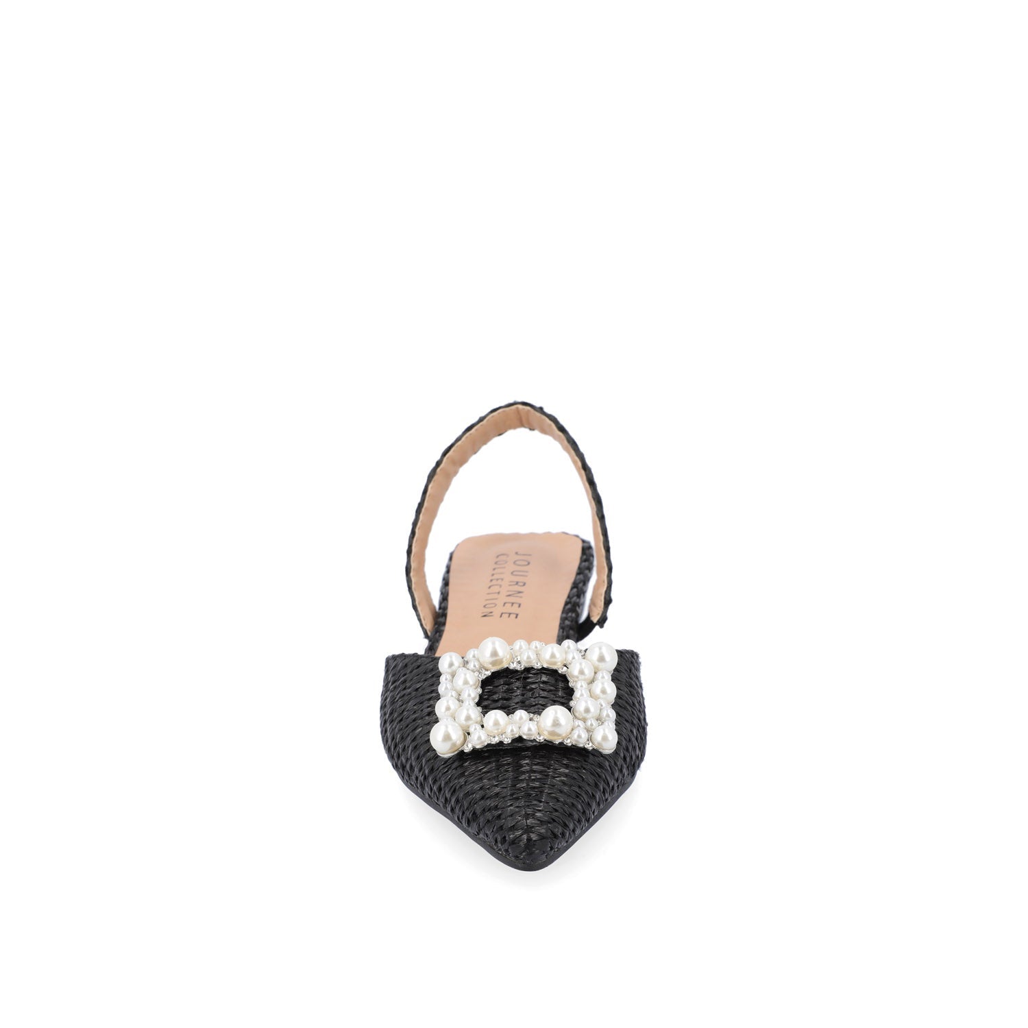 HANNAE SLINGBACK FLATS IN WIDE - Black Faux Raffia