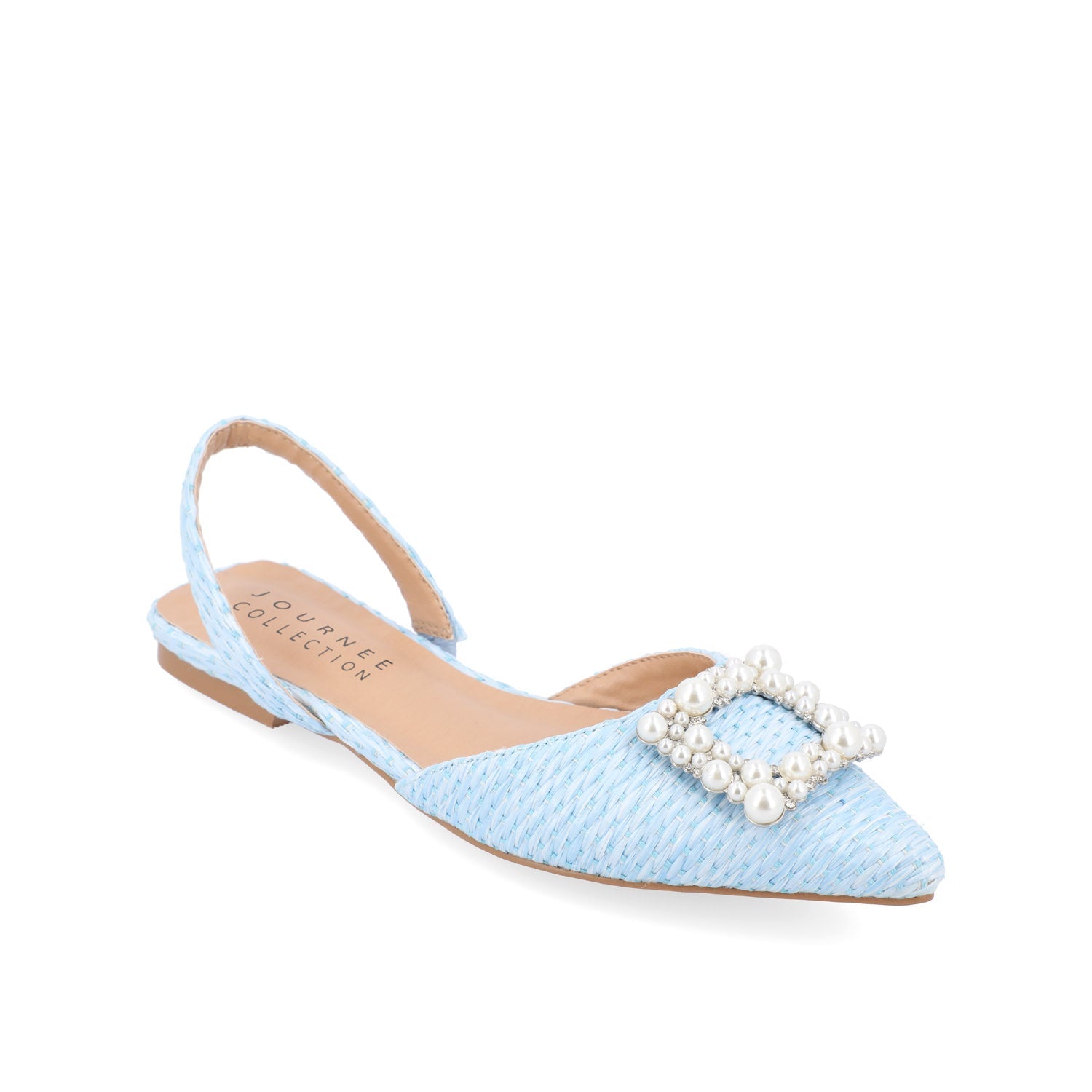 HANNAE SLINGBACK FLATS - Blue Faux Raffia