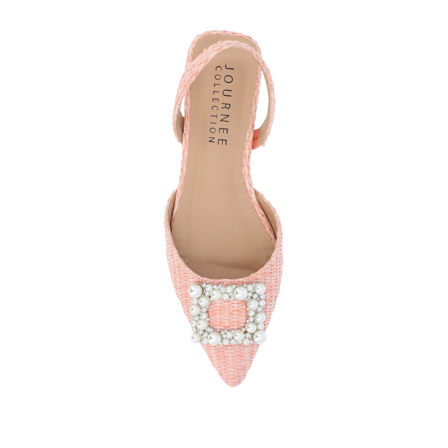 HANNAE SLINGBACK FLATS IN WIDE - Pink Faux Raffia