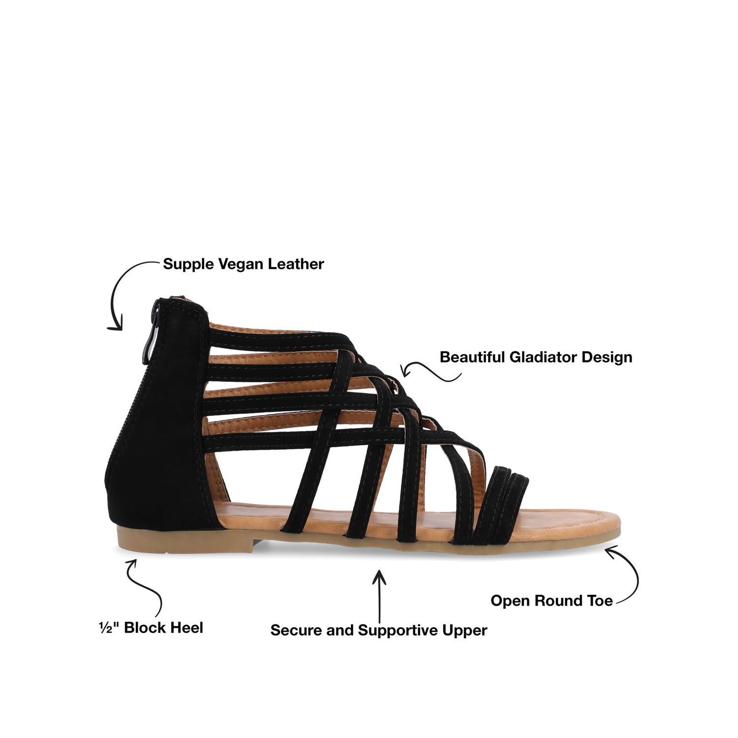 HANNI GLADIATOR SANDALS IN WIDE - Black PU