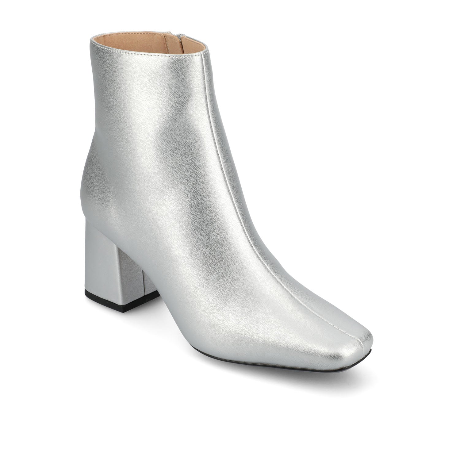 HAYLINN SQUARE TOE BOOTIES IN VEGAN LEATHER - Silver PU