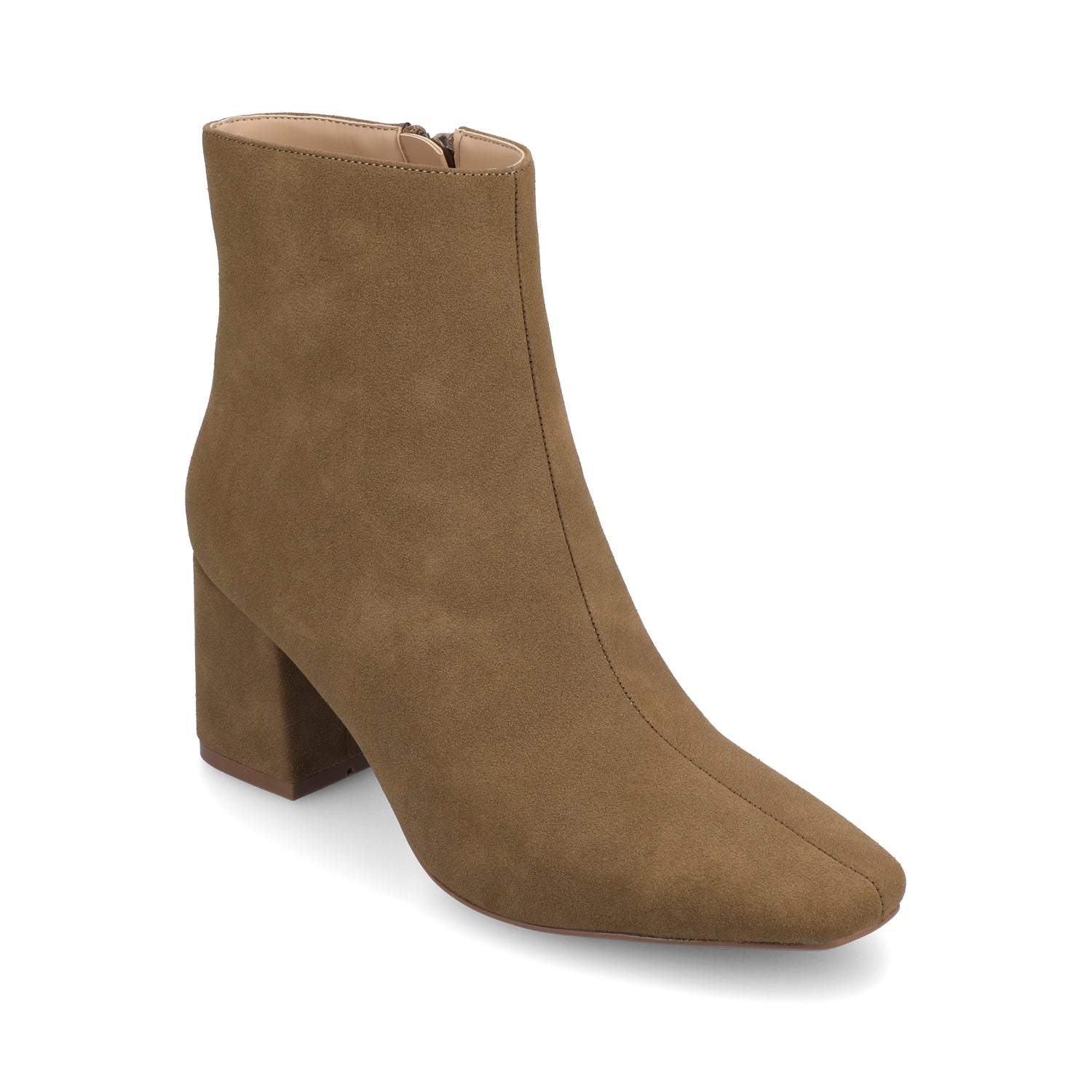 HAYLINN SQUARE TOE BOOTIES - Taupe Suede