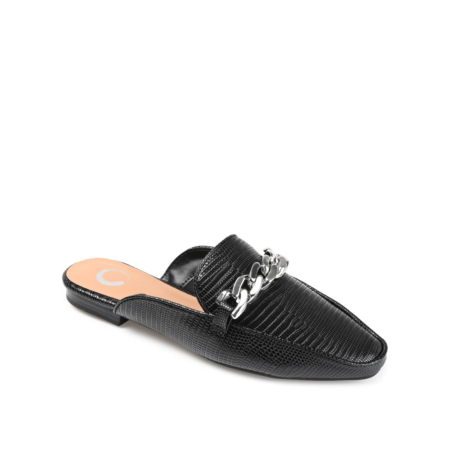 HAZINA MULED LOAFER FLATS IN LIZARD - Black Lizard