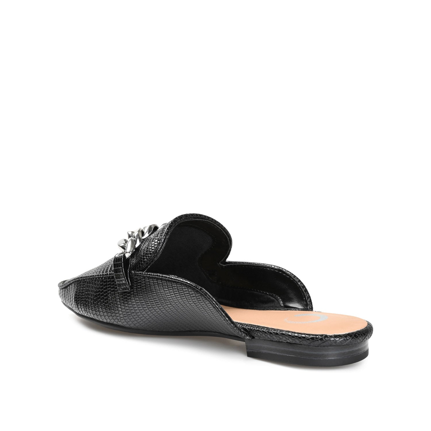 HAZINA MULED LOAFER FLATS IN LIZARD - Black Lizard