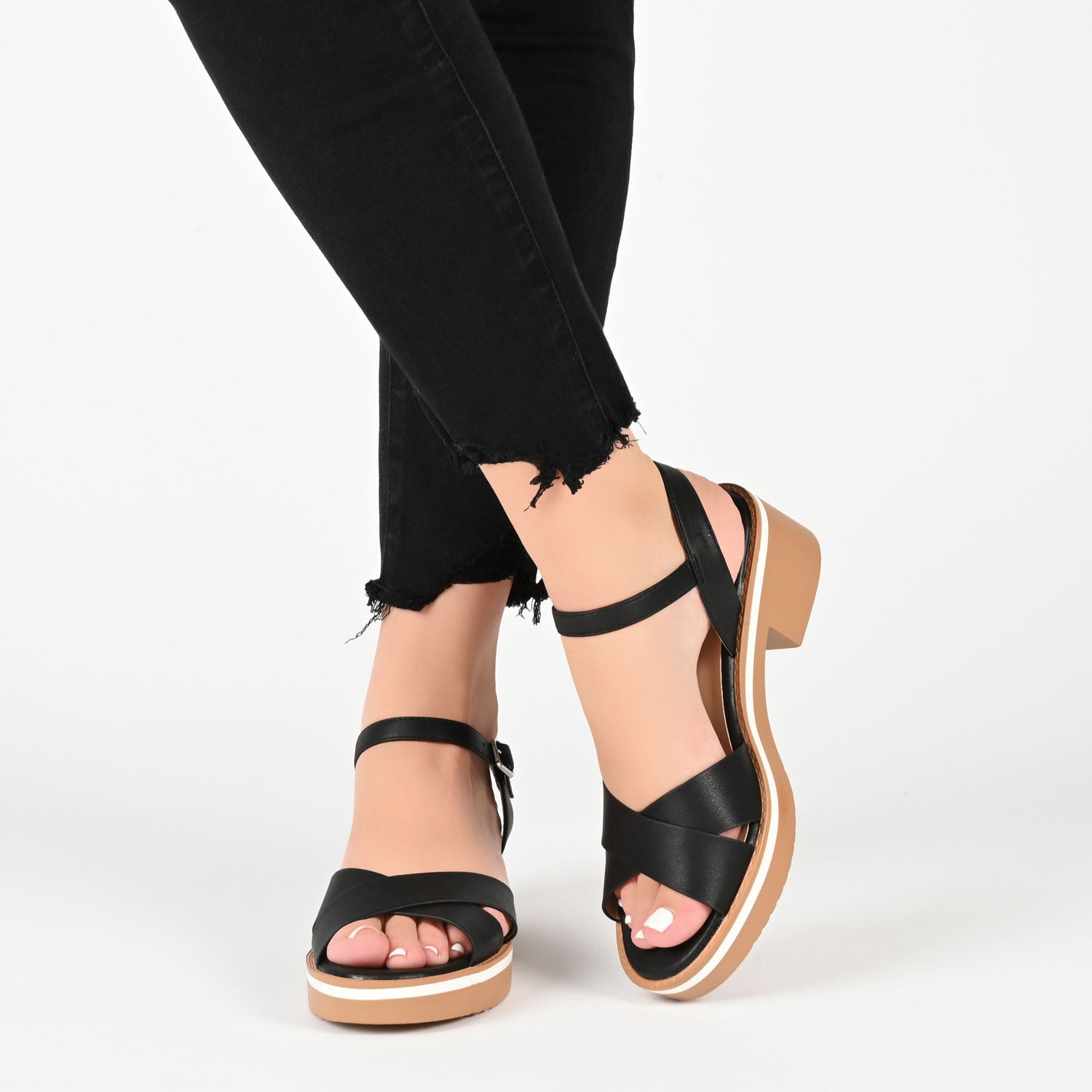 HILAREE HEELED SANDALS IN VEGAN LEATHER