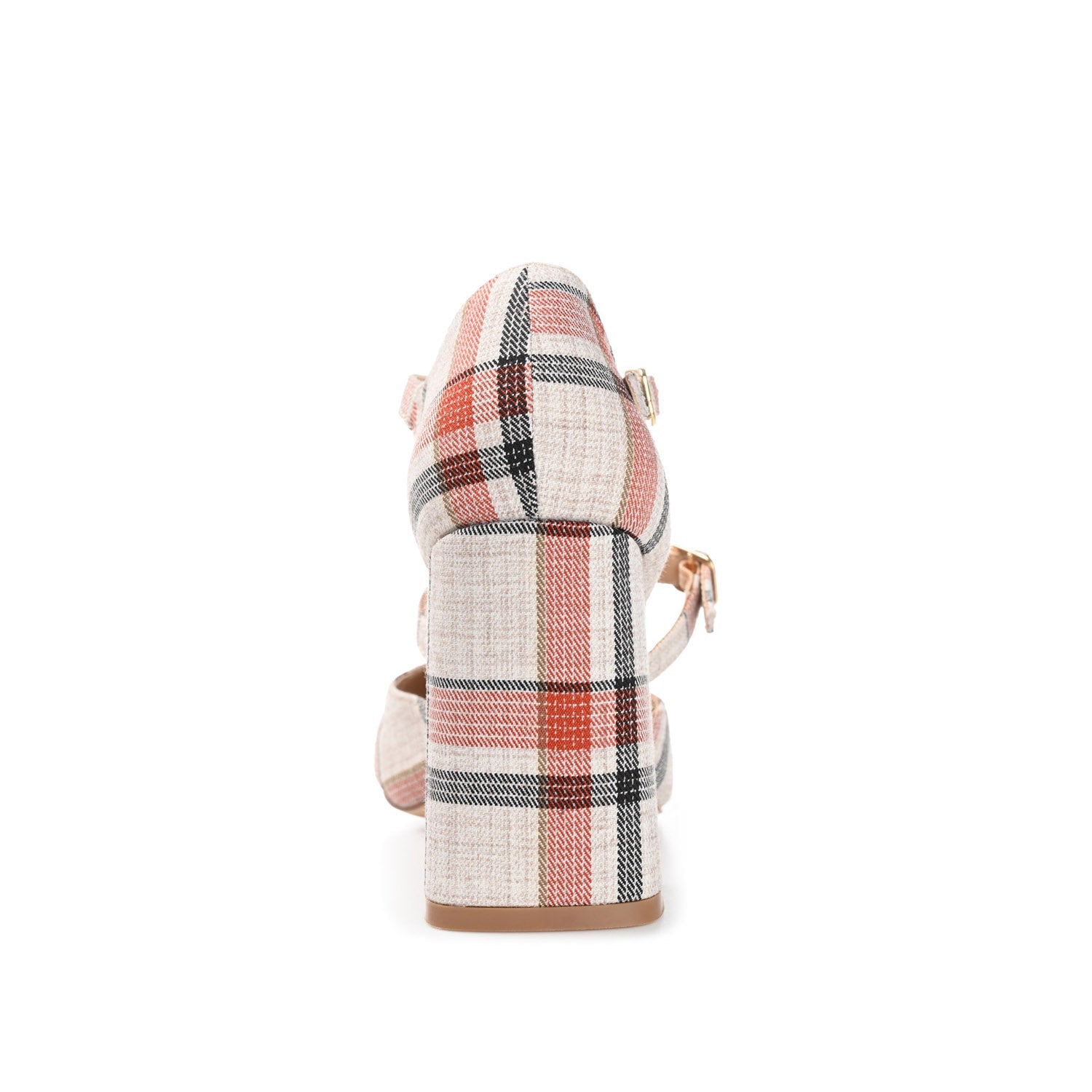 ISADORAH MARY JANE HEELS IN FABRIC - Tan Plaid