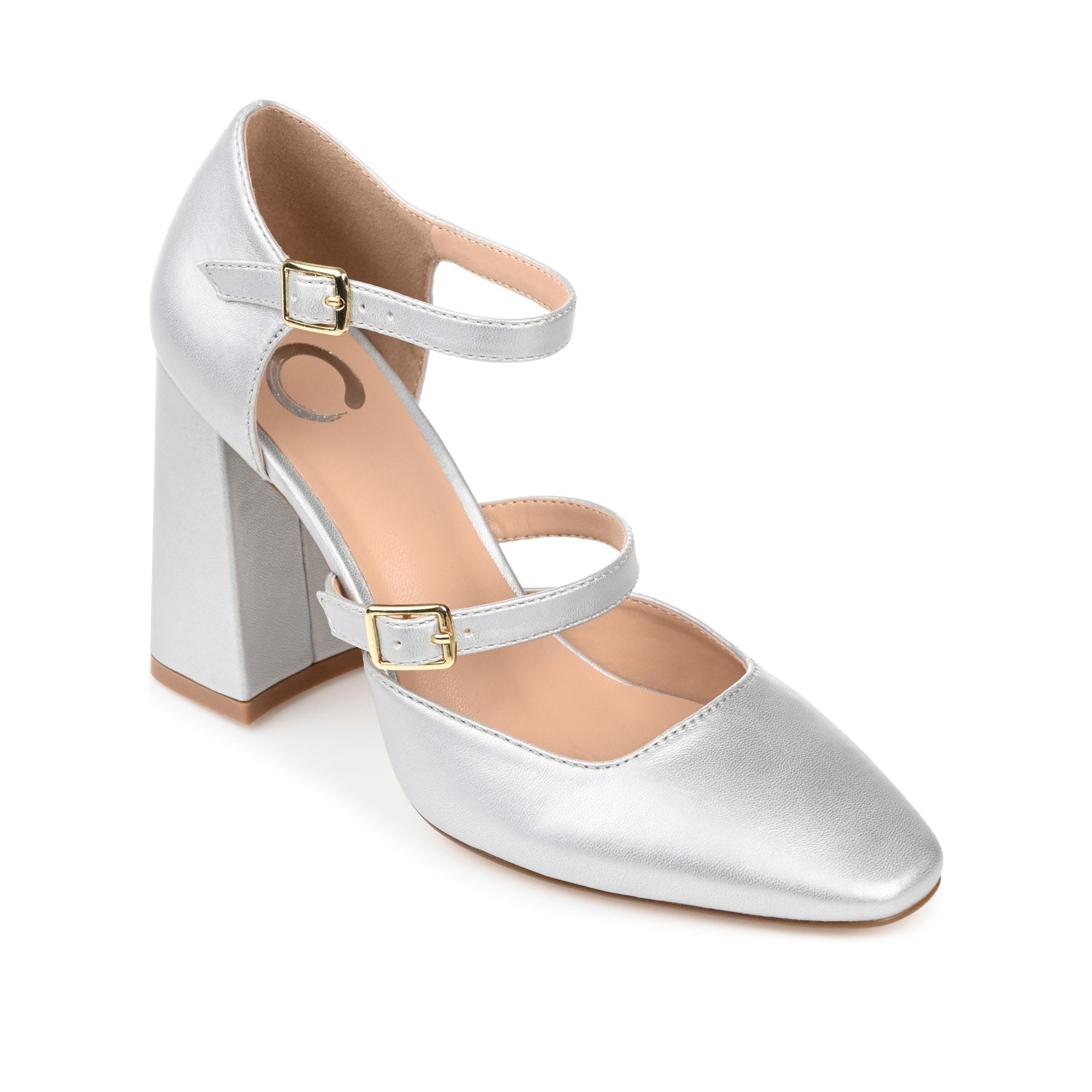 ISADORAH VEGAN LEATHER HEELS IN WIDE - Silver PU