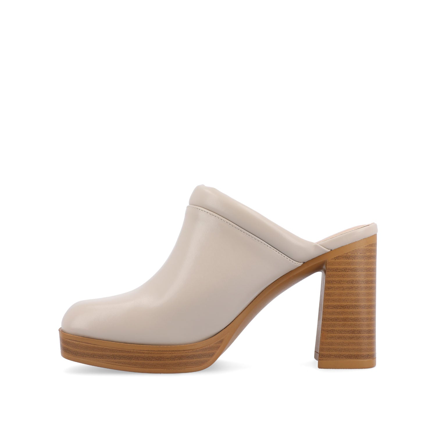 IZARA BLOCK HEELED MULES IN VEGAN LEATHER - Taupe