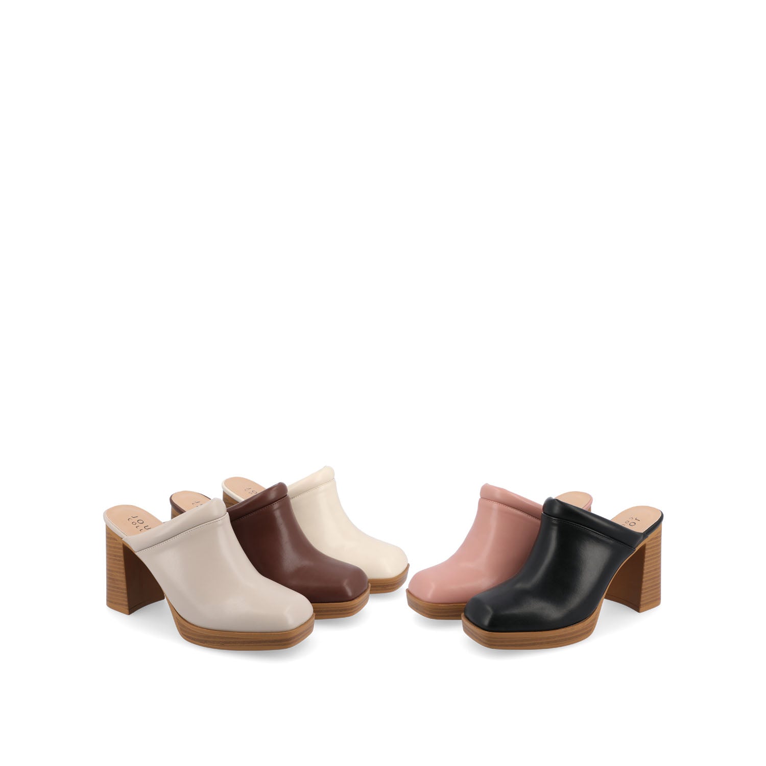 IZARA BLOCK HEELED MULES IN VEGAN LEATHER