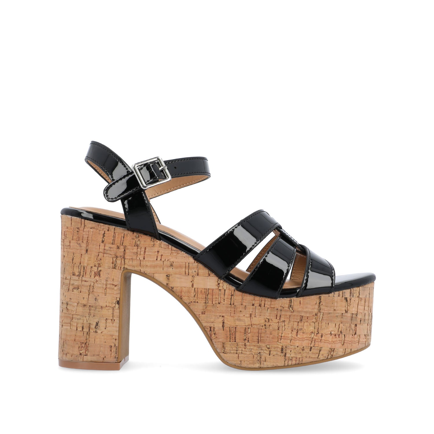 JANIA BLOCK HEELED SANDALS IN PATENT