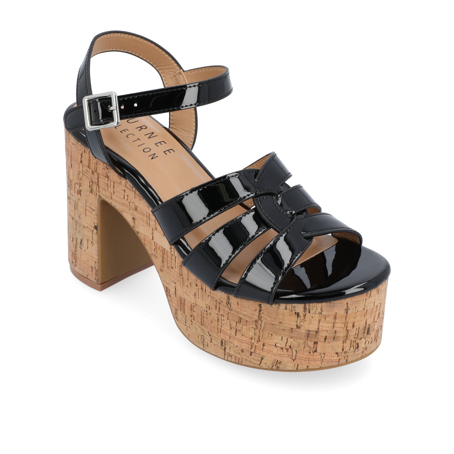 JANIA BLOCK HEELED SANDALS IN PATENT - Black