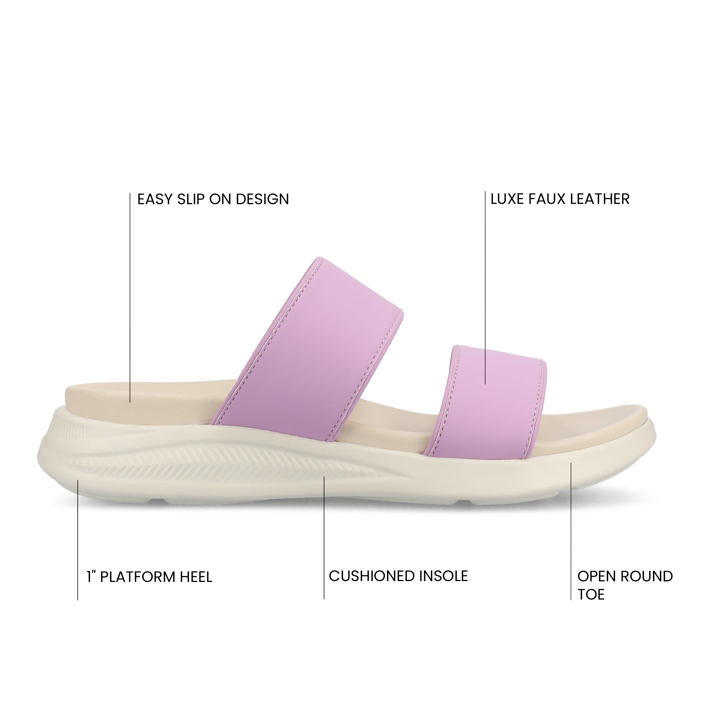 JANIS SLIP ON SANDALS IN VEGAN LEATHER - Lilac
