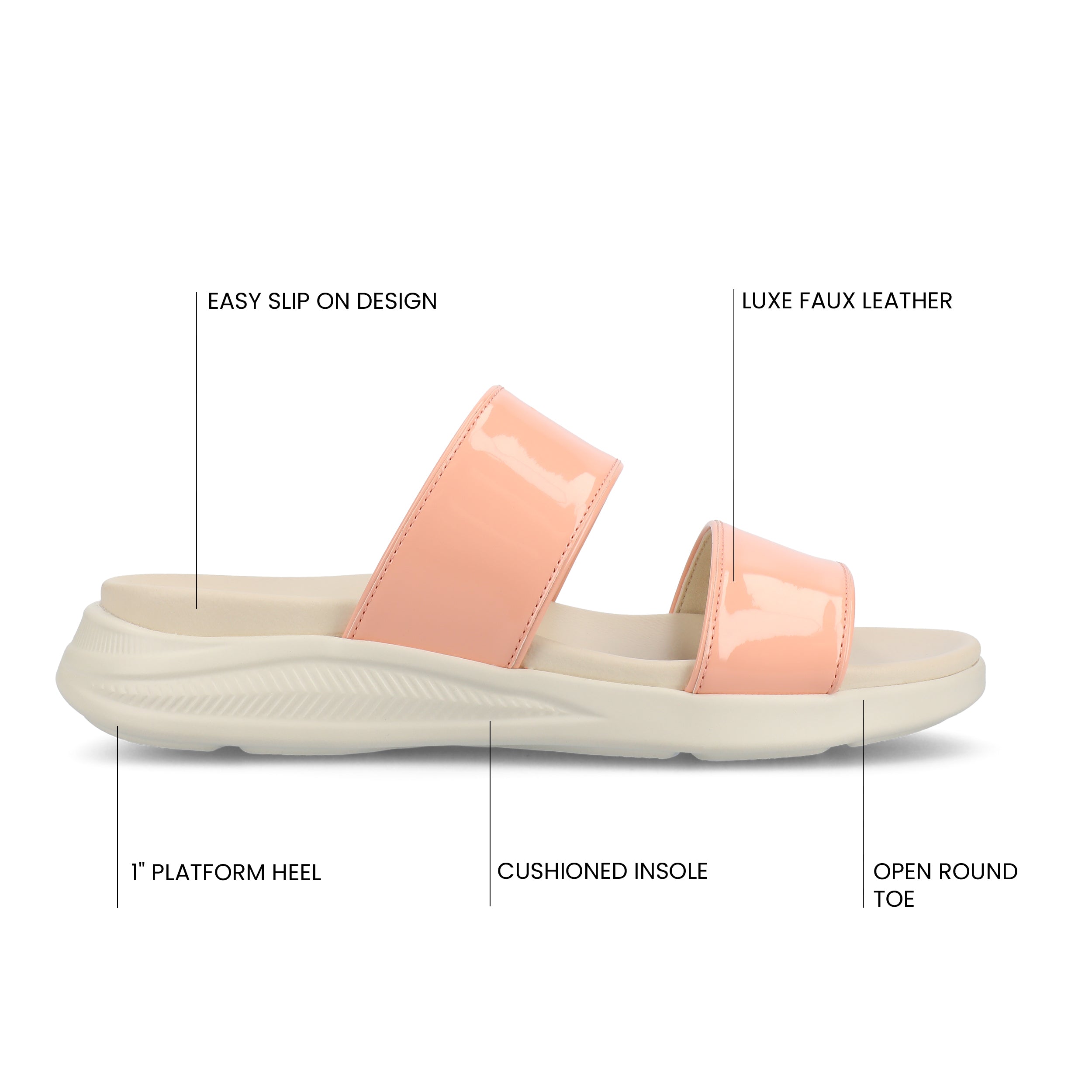 JANIS SLIP ON SANDALS IN PATENT - Pink Patent