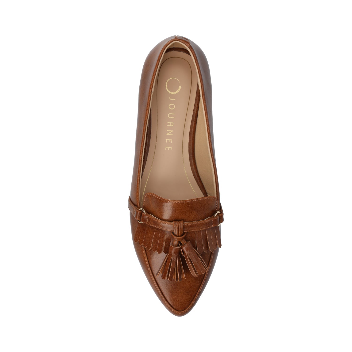 JANNAH TASSEL LOAFER FLATS IN WIDE - Cognac