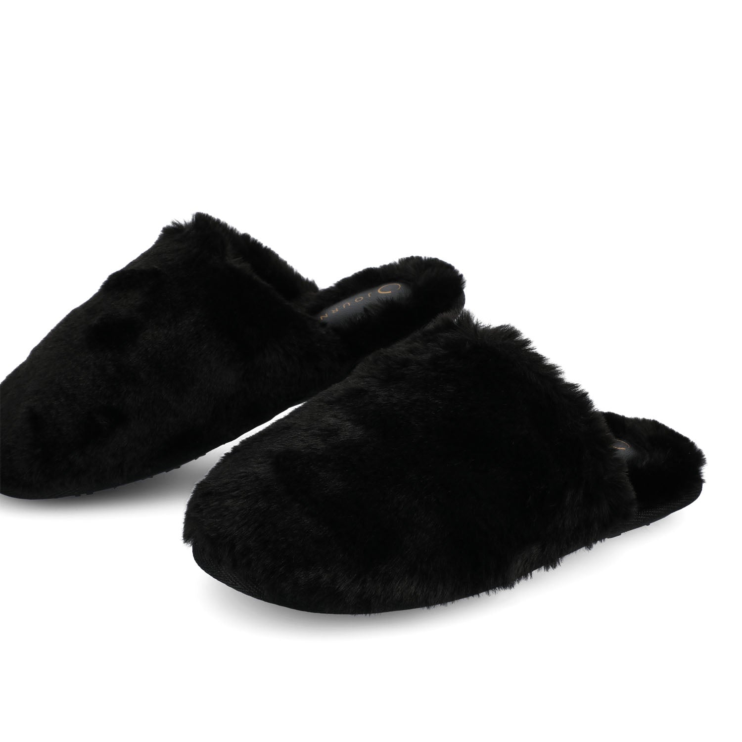 JAYDE SLIPPERS IN FAUX FUR - Black Faux Fur