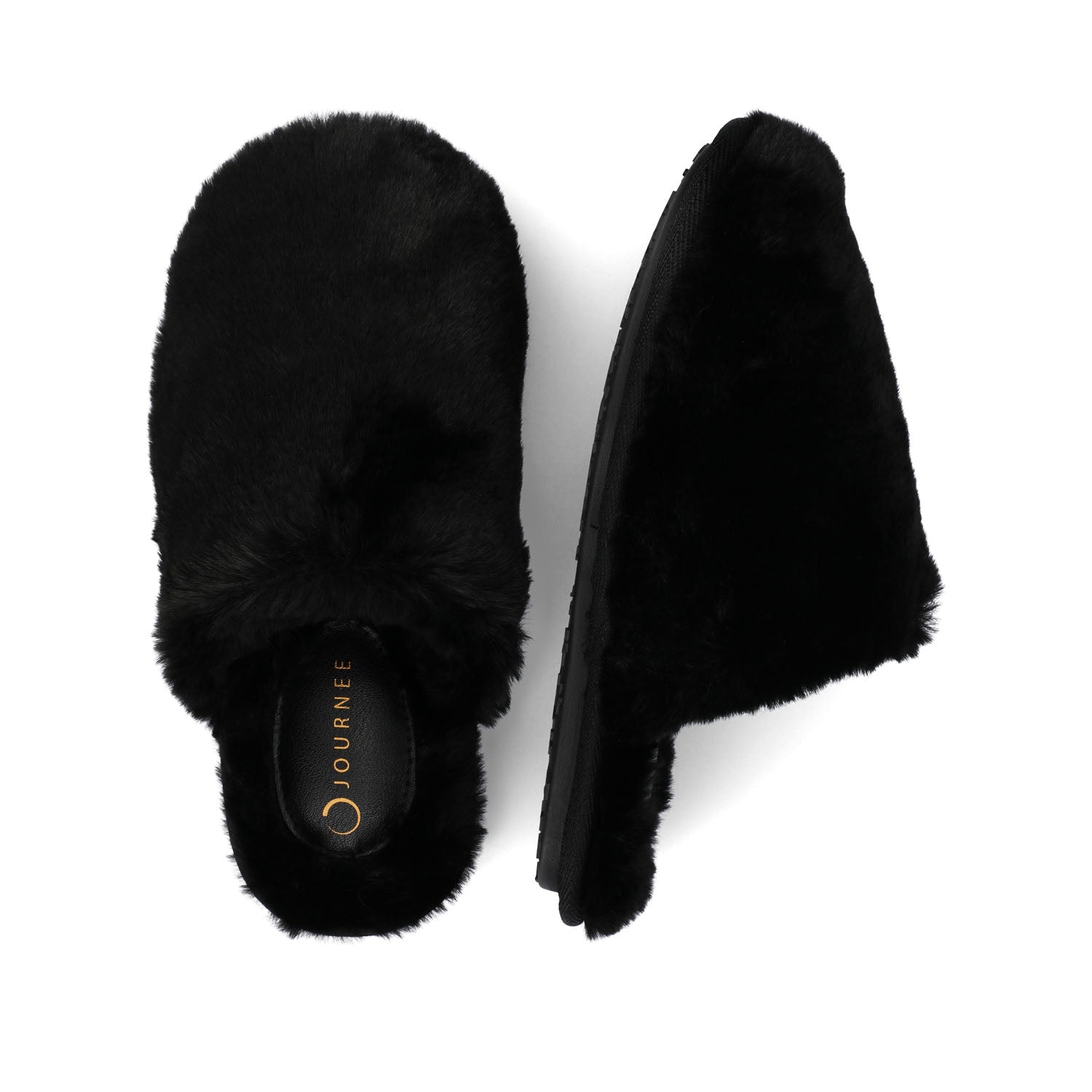 JAYDE SLIPPERS IN FAUX FUR - Black Faux Fur