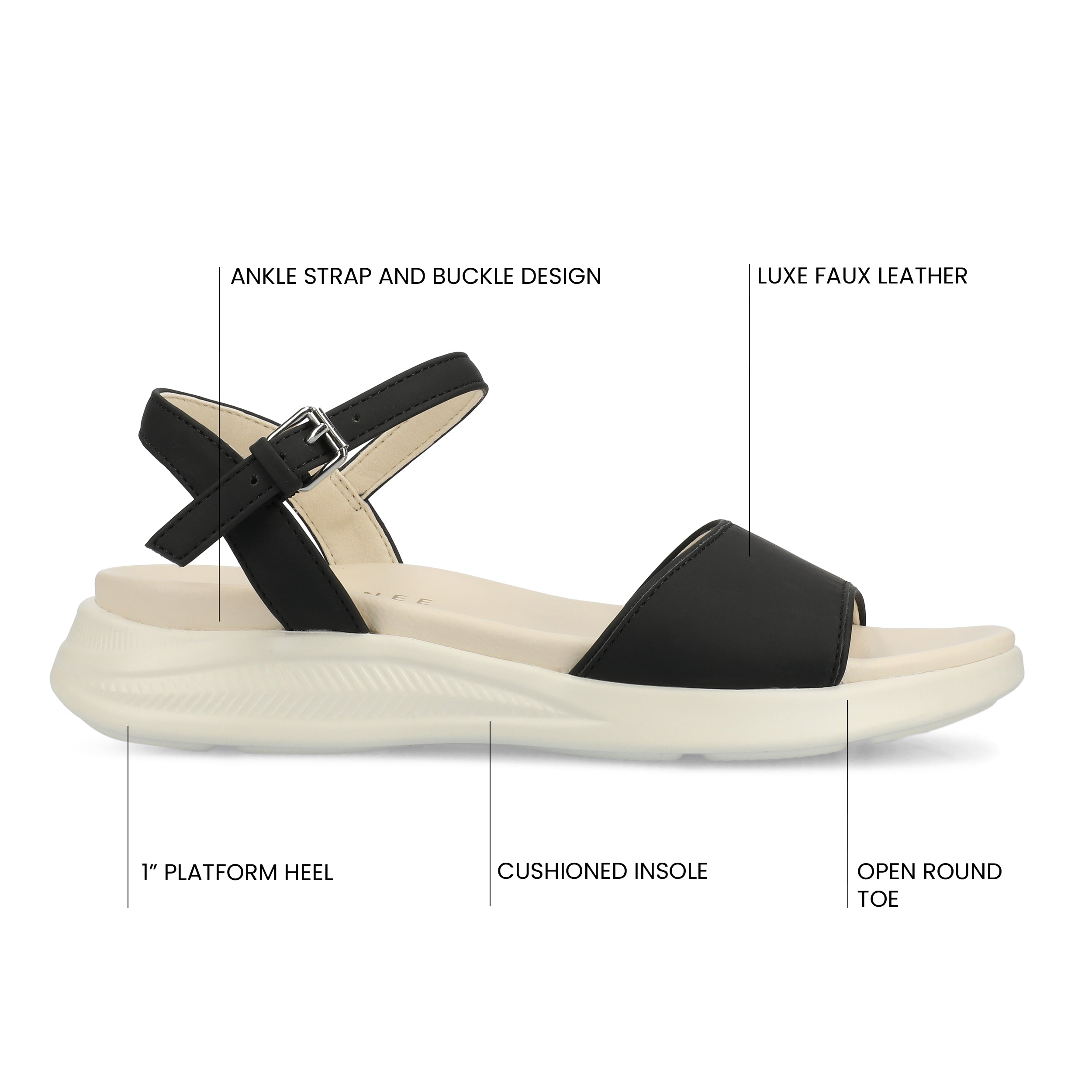 JAYLEE BUCKLE SANDALS IN VEGAN LEATHER - Black PU