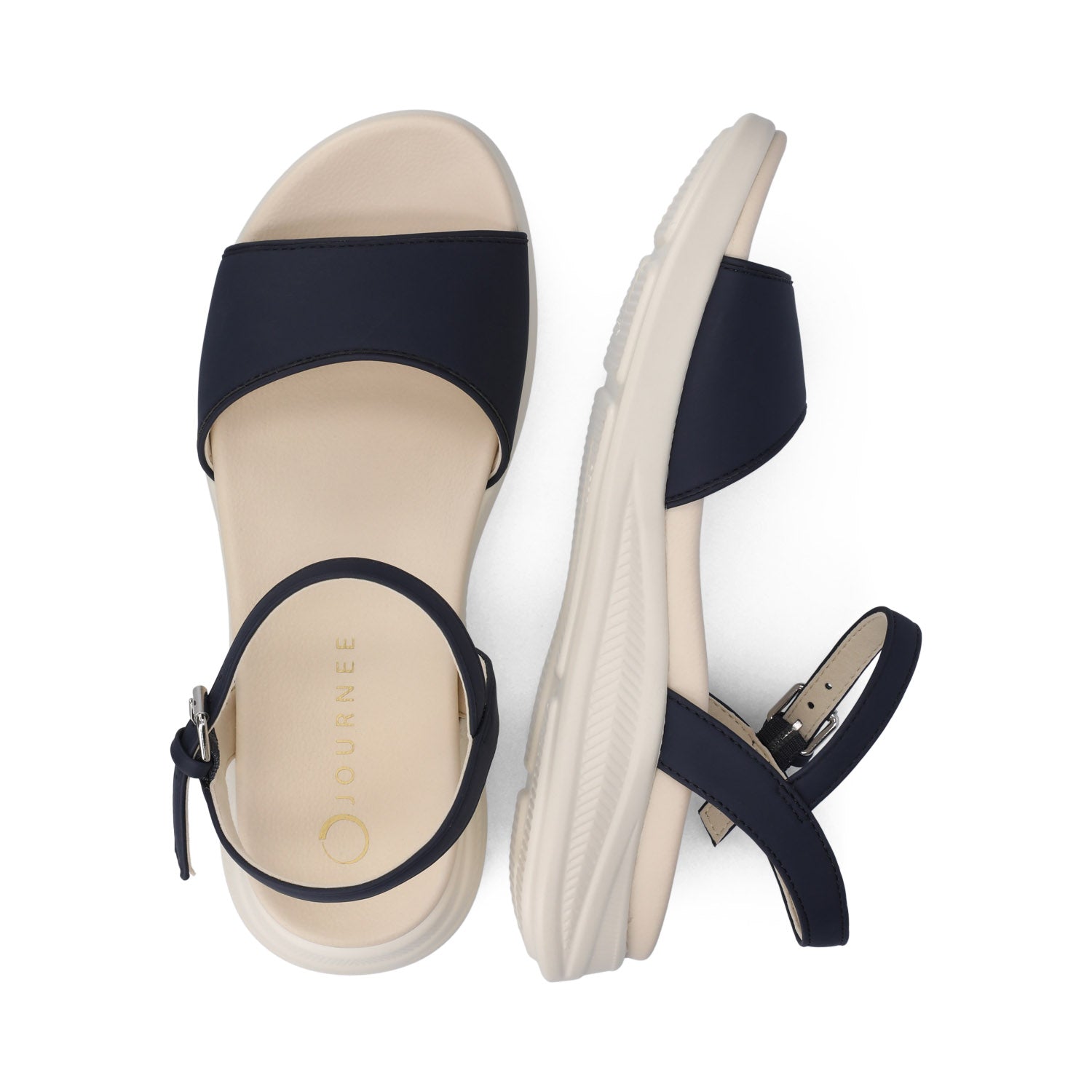 JAYLEE BUCKLE SANDALS IN VEGAN LEATHER - Navy PU