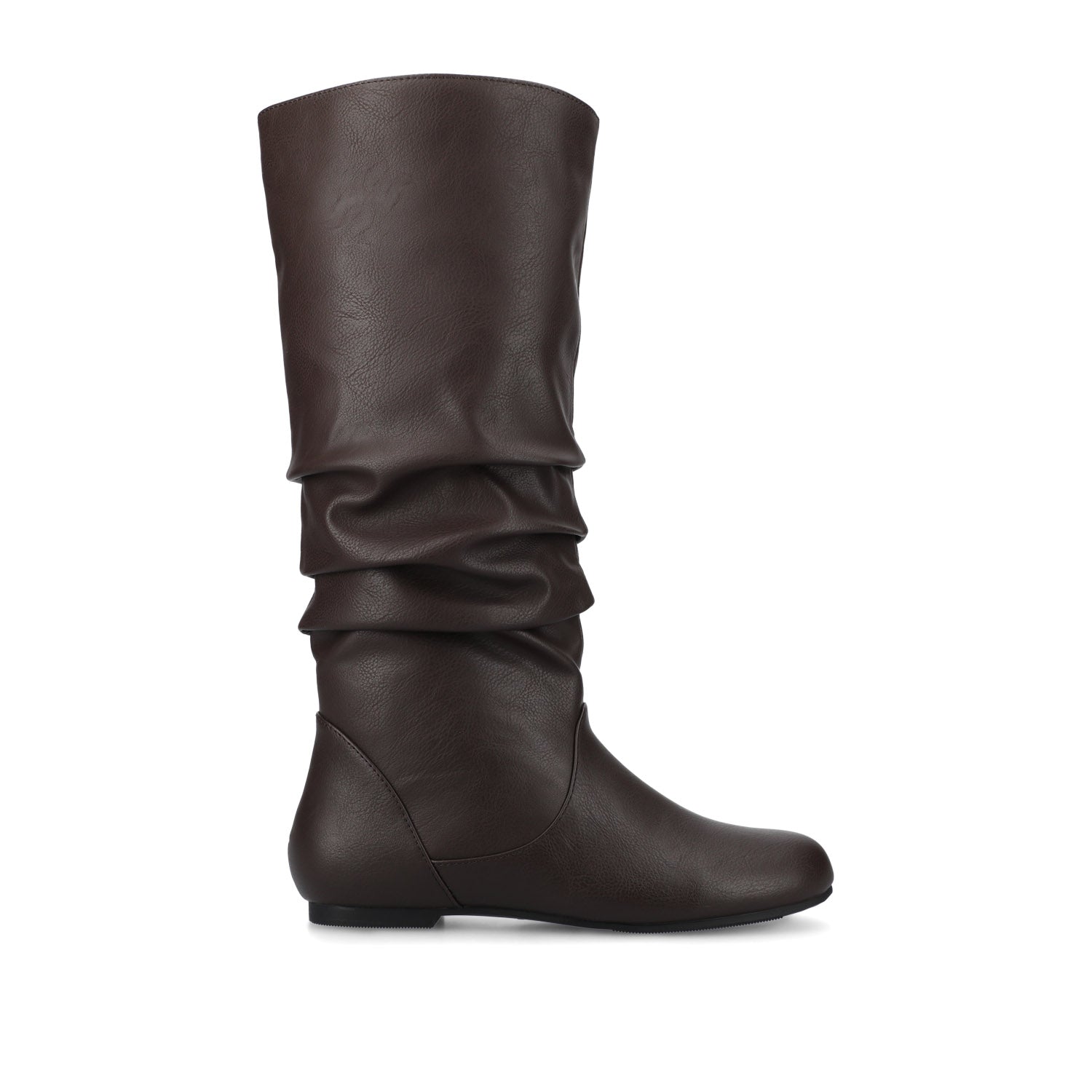 JAYNE KNEE HIGH BOOTS IN VEGAN LEATHER - Brown Faux Suede