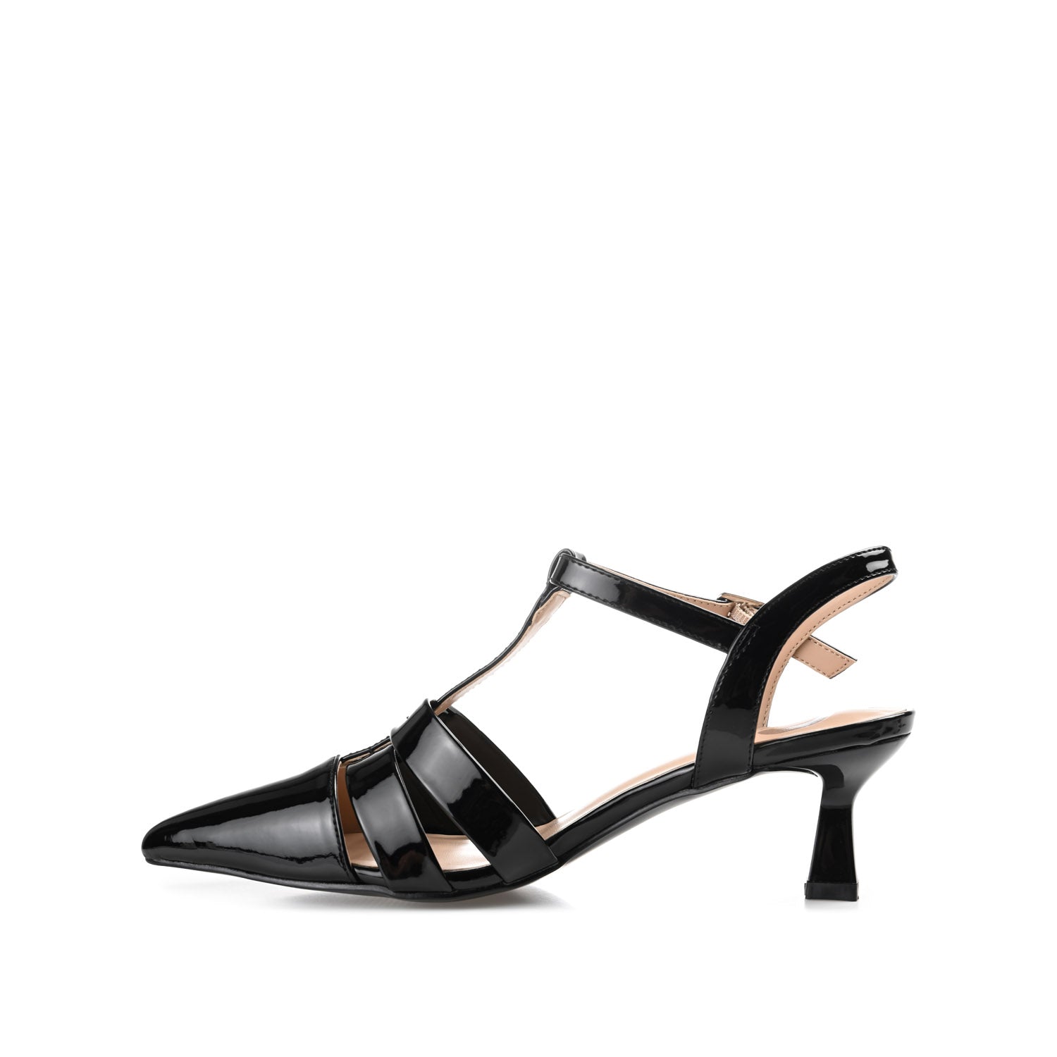 JAZLYNN BASIC T-STRAP KITTEN HEELS IN WIDE - Black