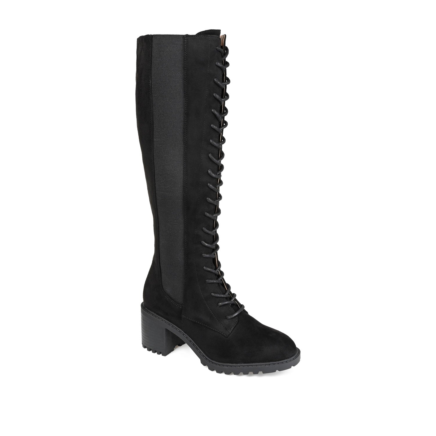 JENICCA LACE-UP BOOTS IN FAUX SUEDE - Black