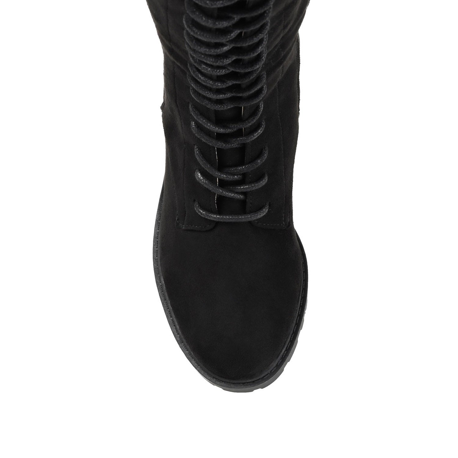 JENICCA LACE-UP BOOTS IN FAUX SUEDE - Black