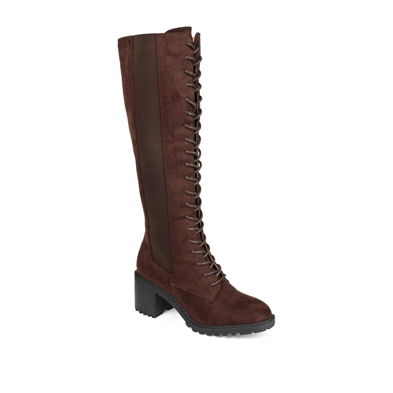 JENICCA LACE-UP BOOTS IN WIDE CALF - Brown