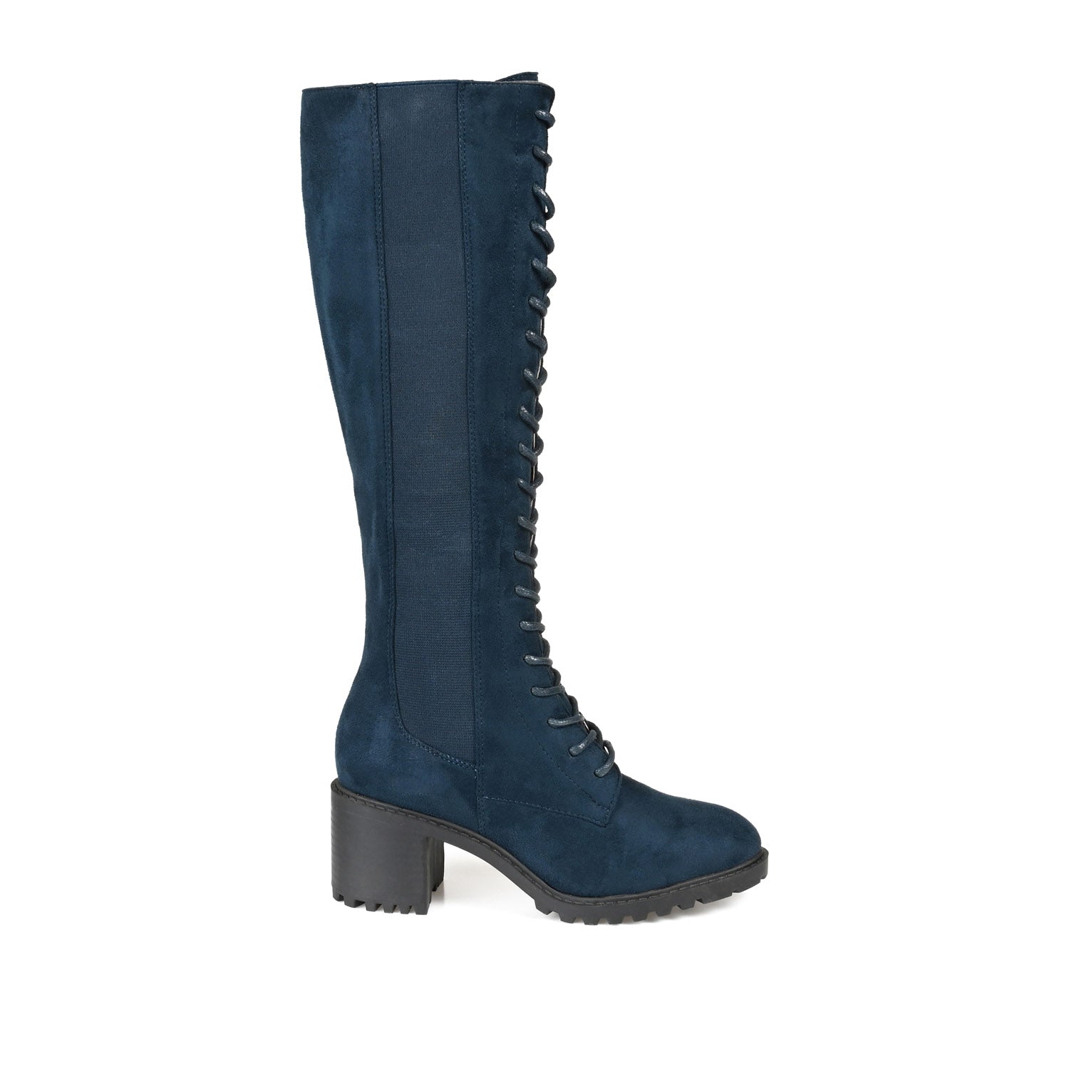 JENICCA LACE-UP BOOTS IN X-WIDE CALF - Navy Nubuck
