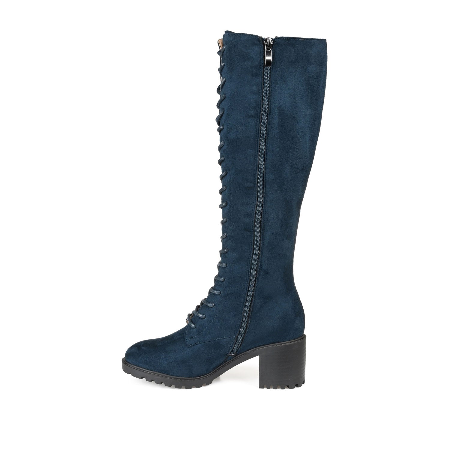 JENICCA LACE-UP BOOTS IN X-WIDE CALF - Navy Nubuck